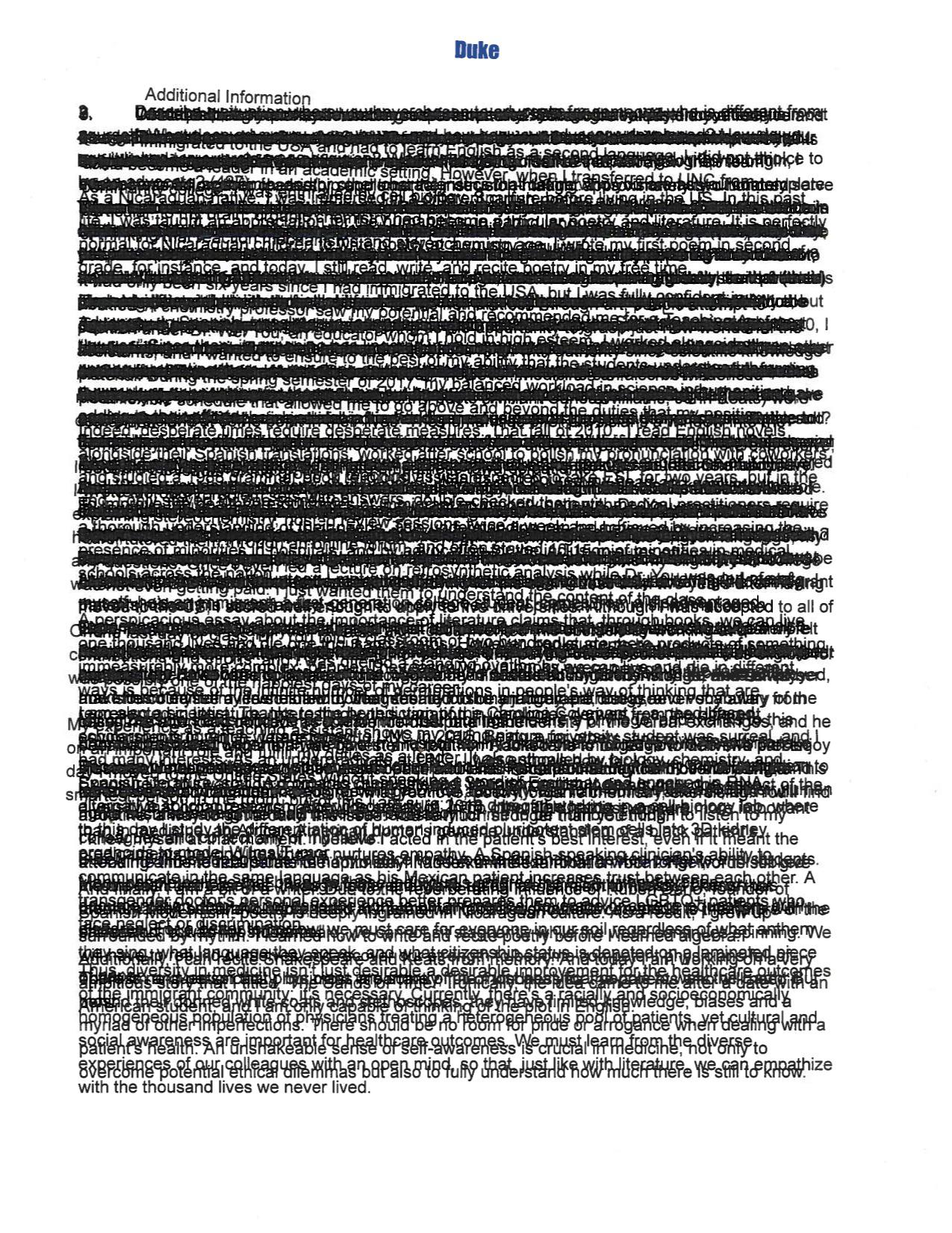 I printed my Duke secondary essays (all ten of them) on the same page