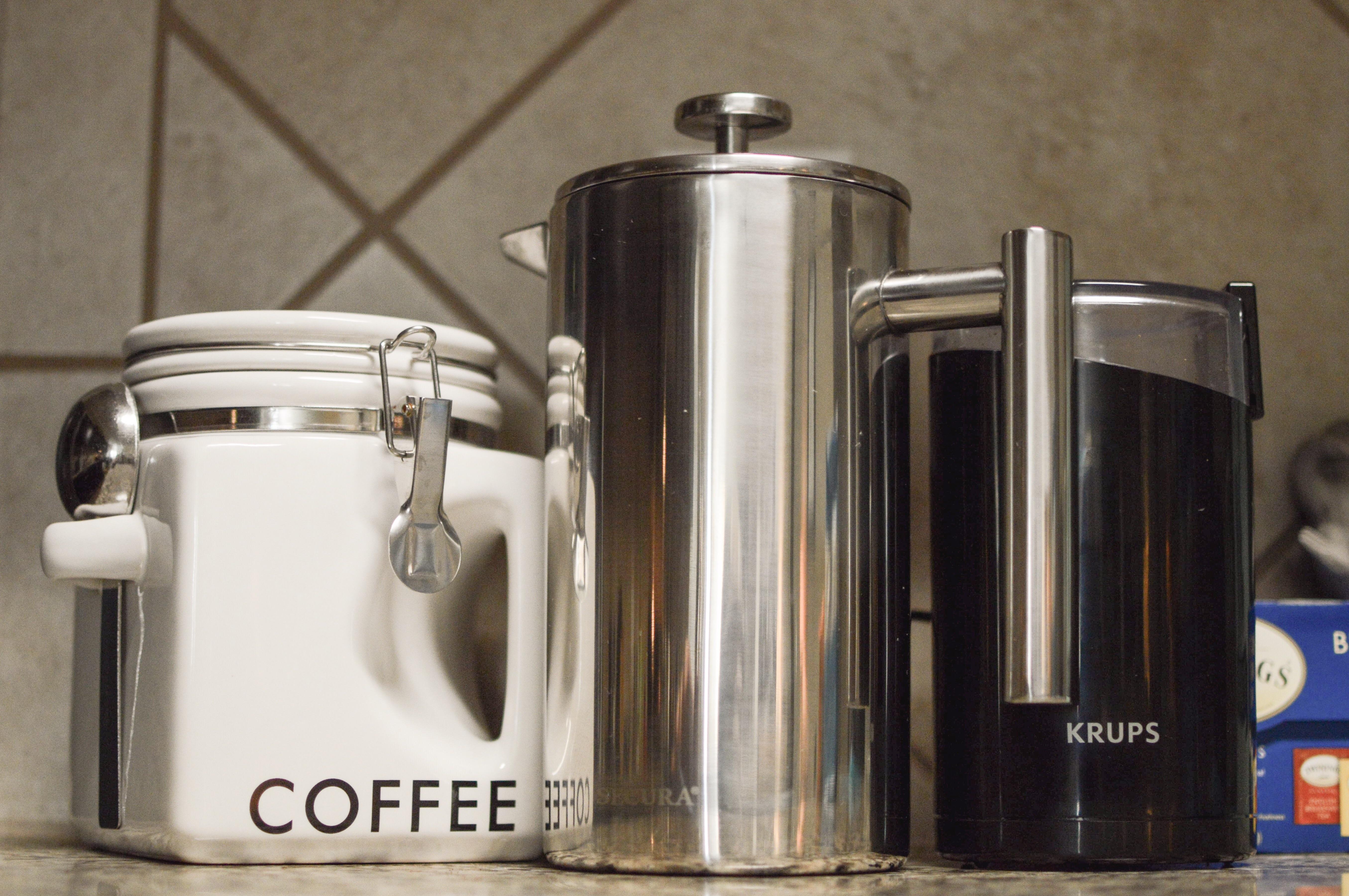 Upgraded my French Press and got a grinder. r/coffeestations