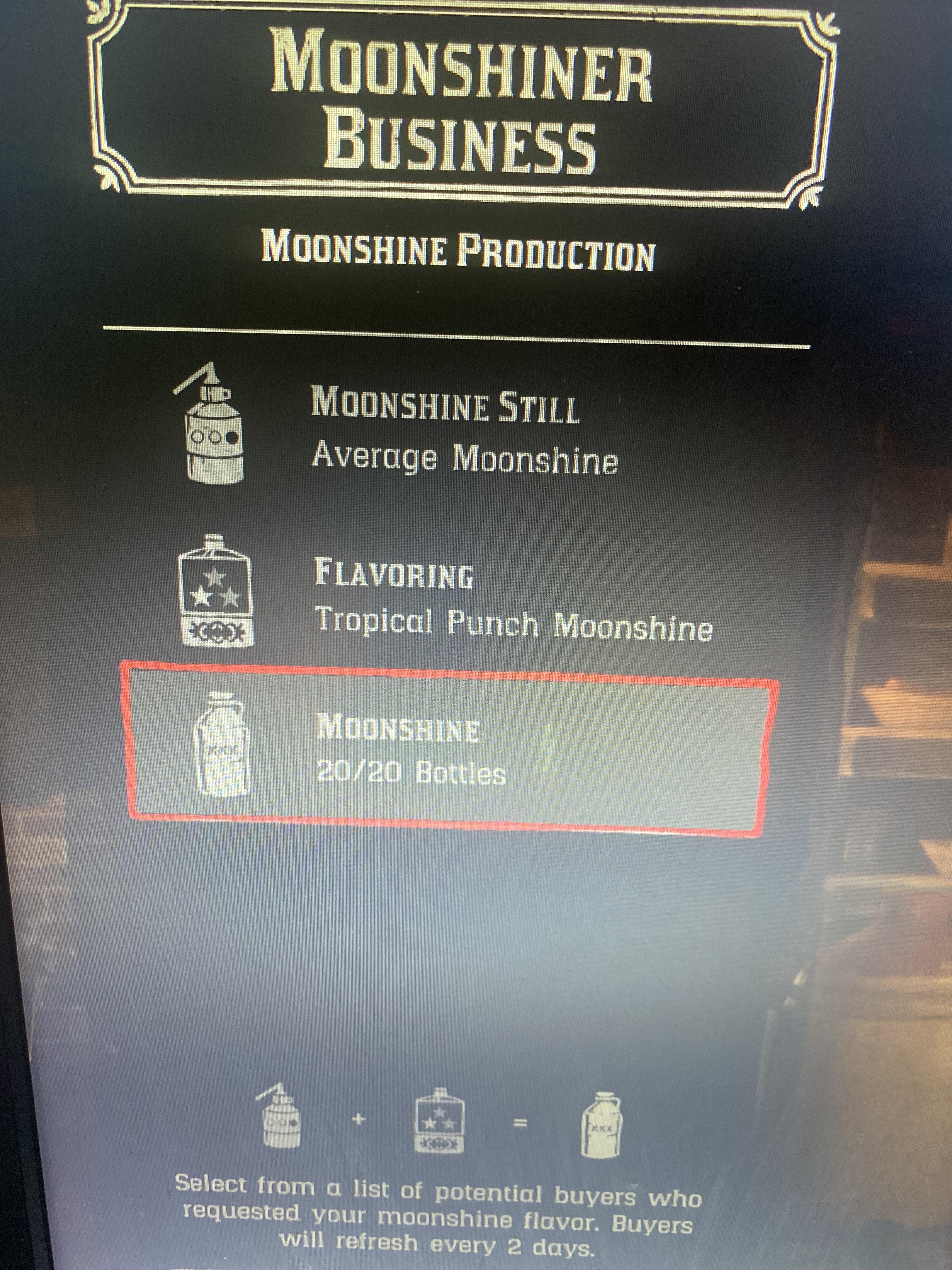 does anyone know why it’s greyed out and won’t let me sell my moonshine