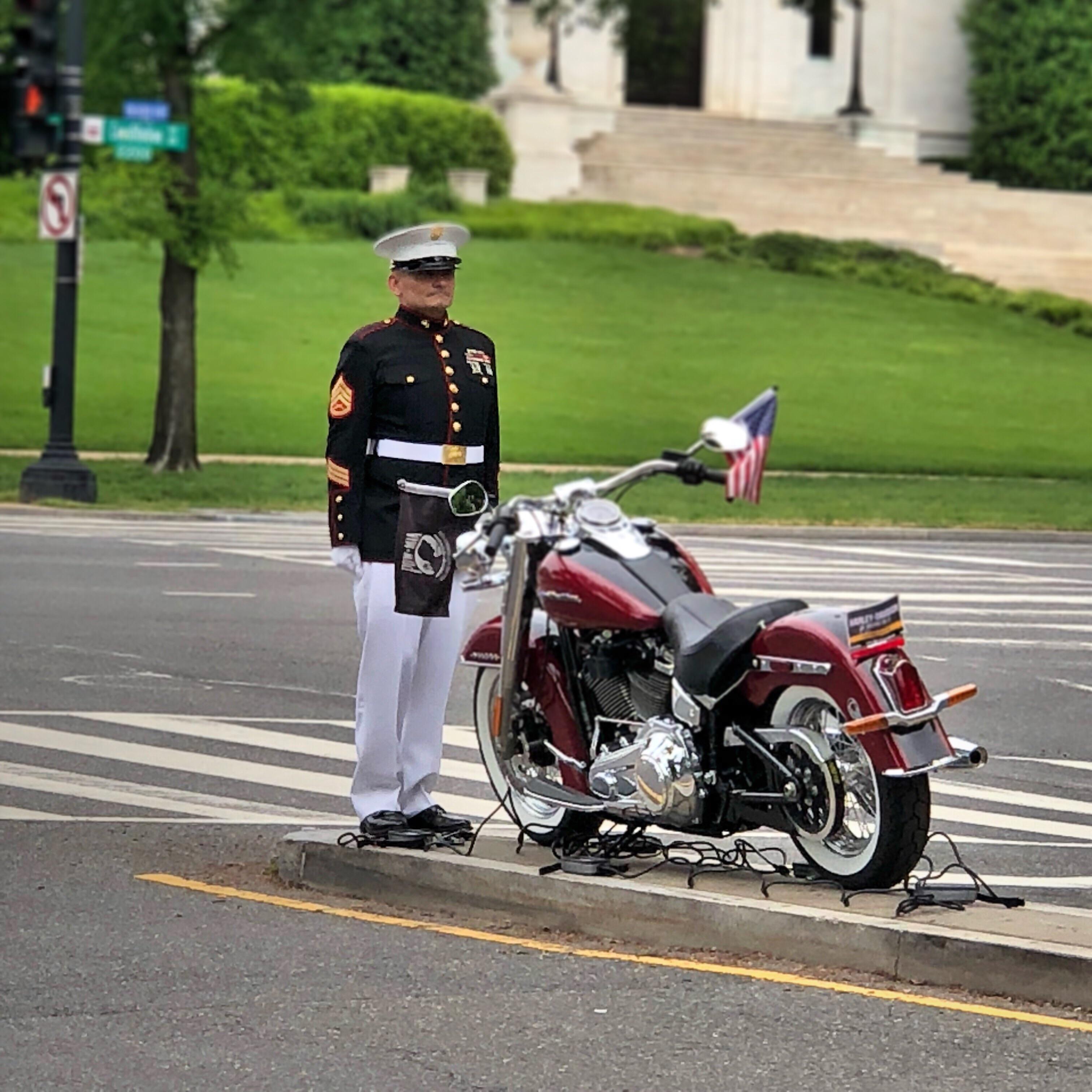 Rolling Thunder was cancelled, but the Marine still showed up. Harley