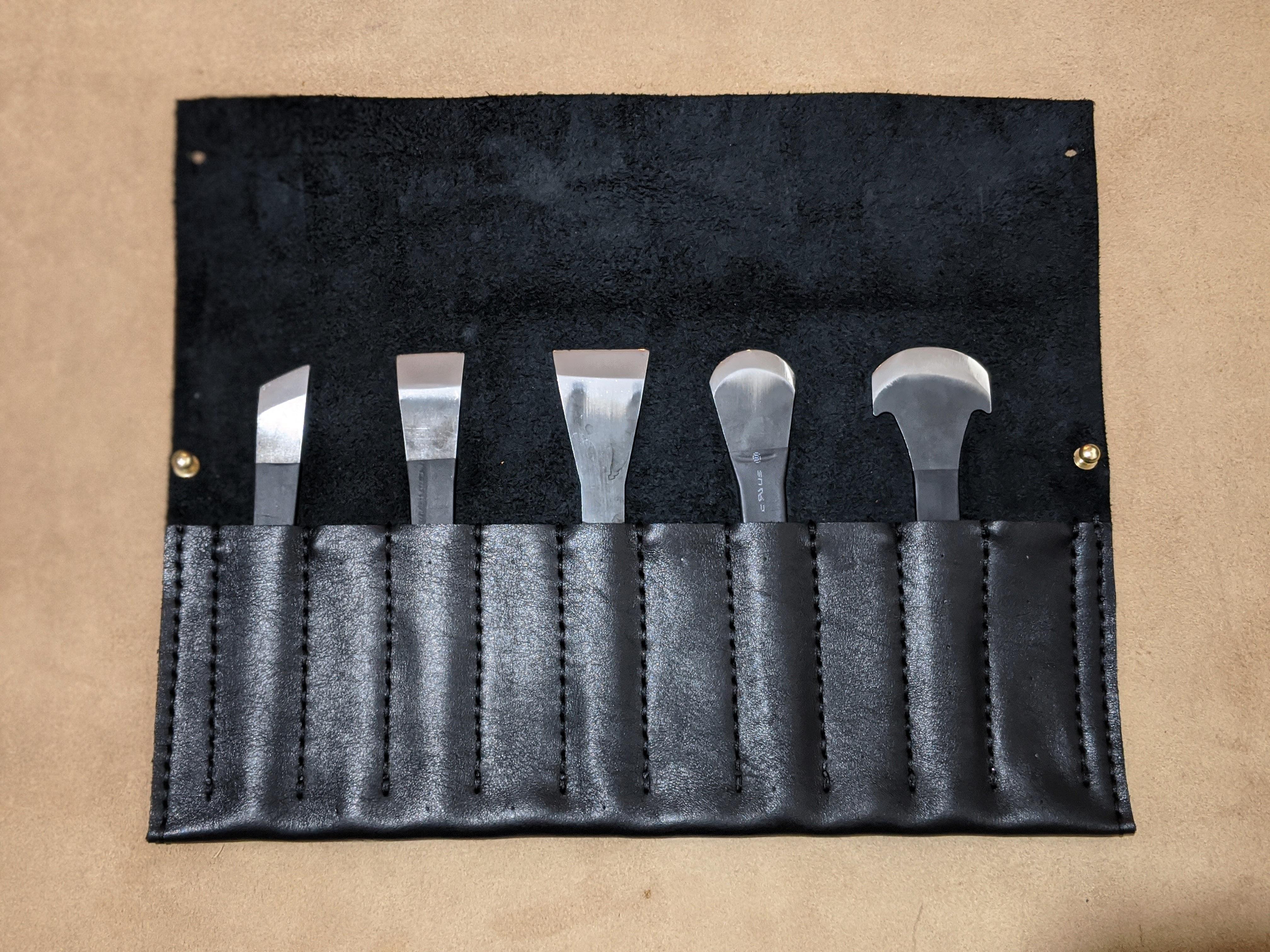 Handmade leathercraft knife/blade set for cutting and skiving. Includes