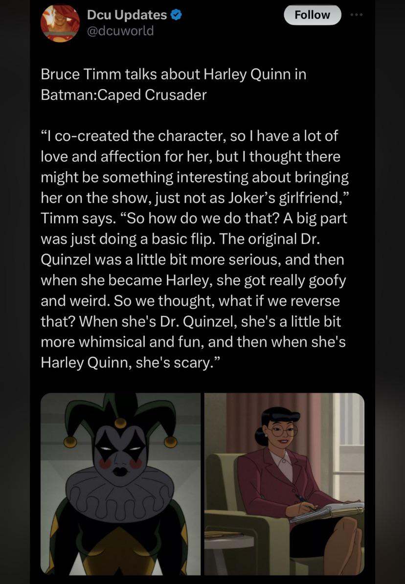 They changed Harley’s character in Caped Crusader r/batman