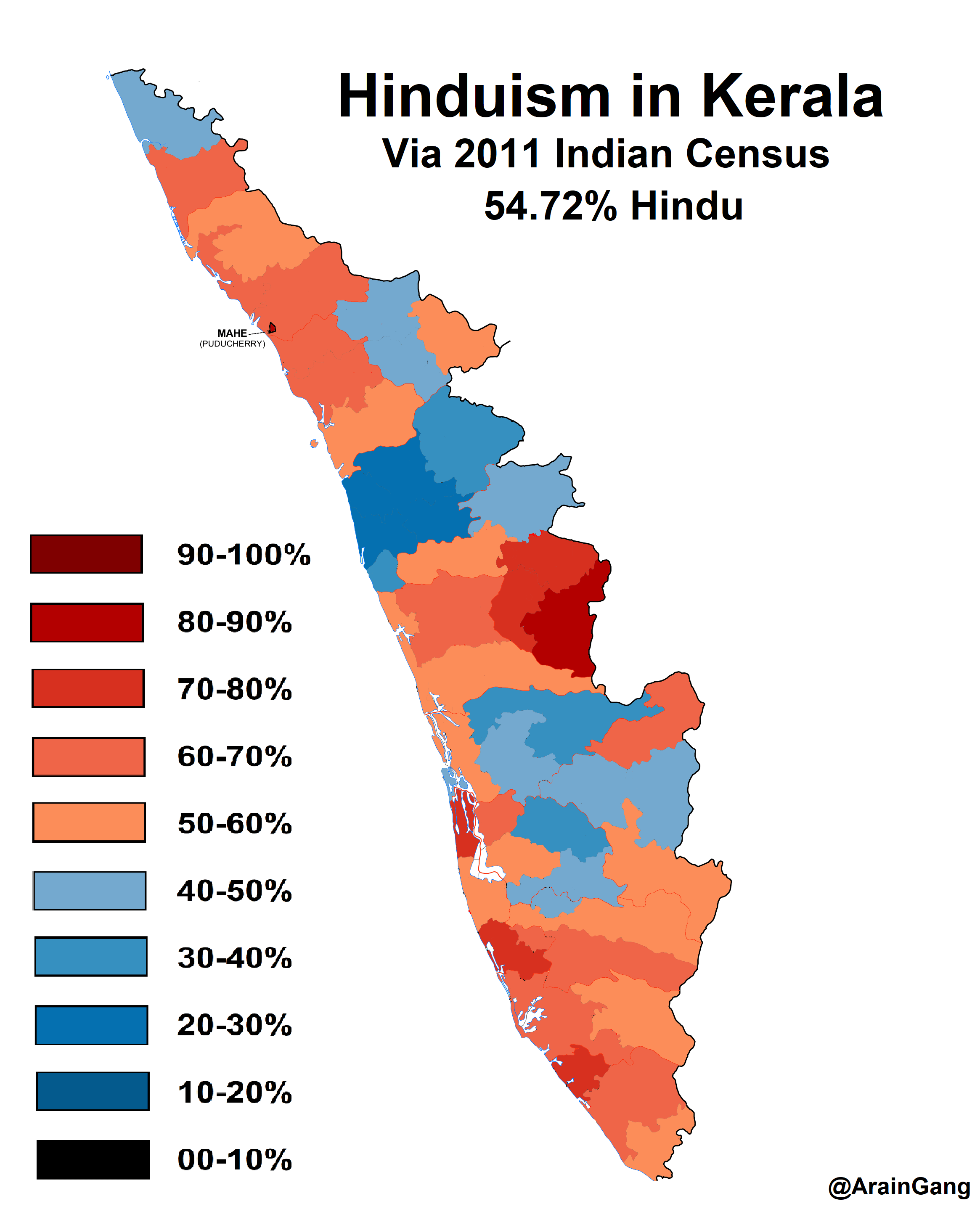 Hindu Population of Kerala per the 2011 India Census r/MapPorn