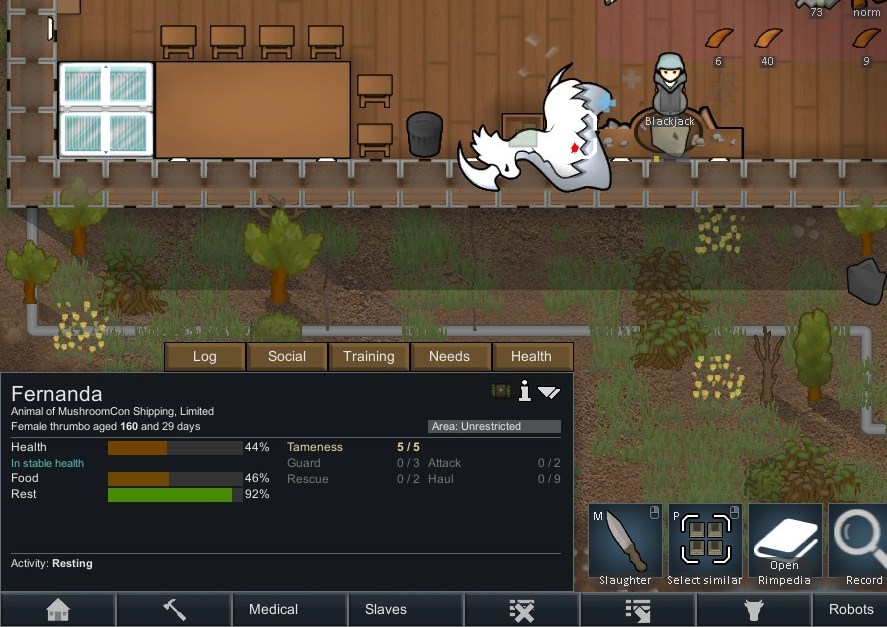 172 hours in and I finally got my first tamed Thrumbo lol r/RimWorld