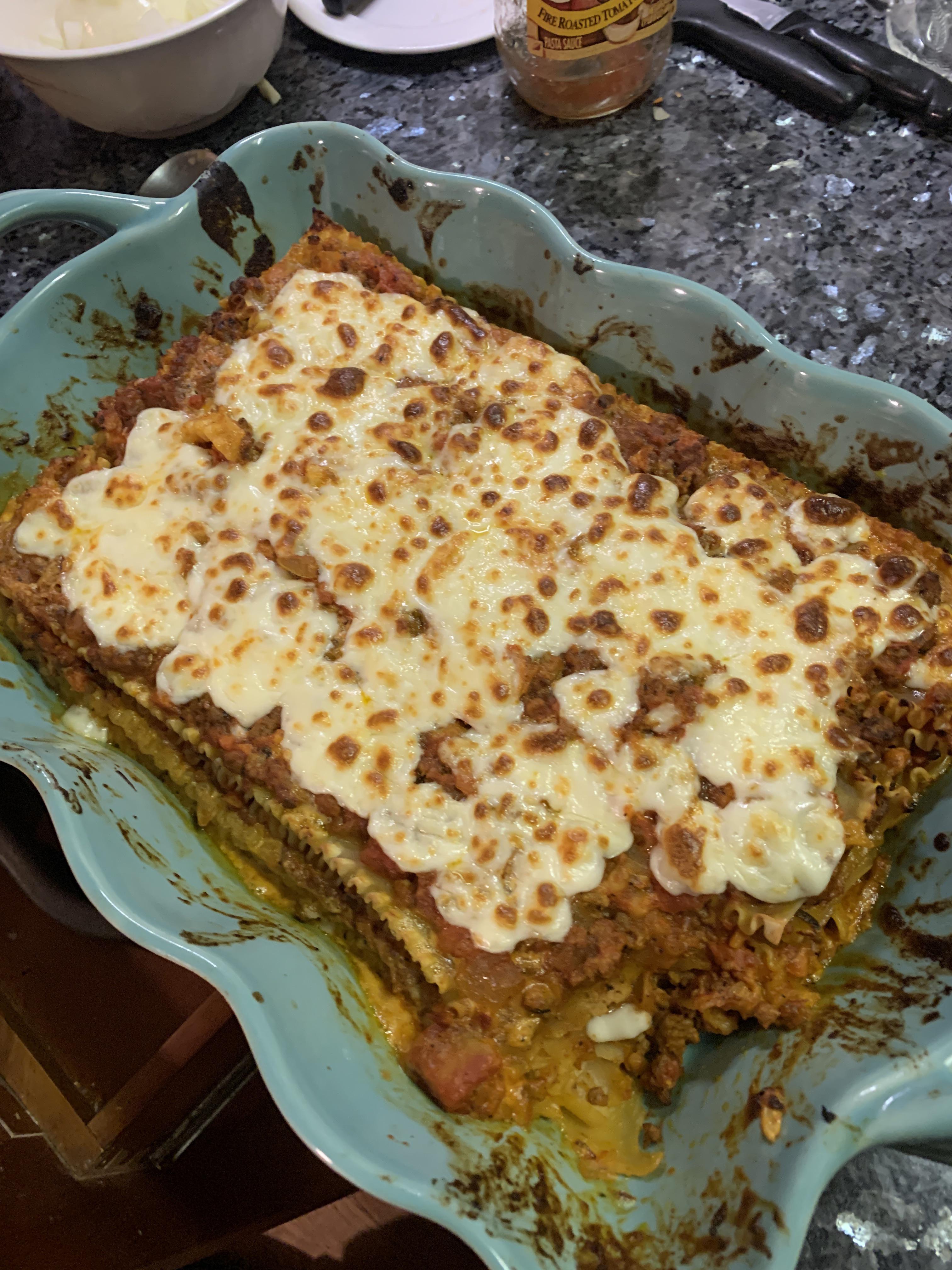 Made Lasagna Au Gratin!! Sauce was killer although some parts of the