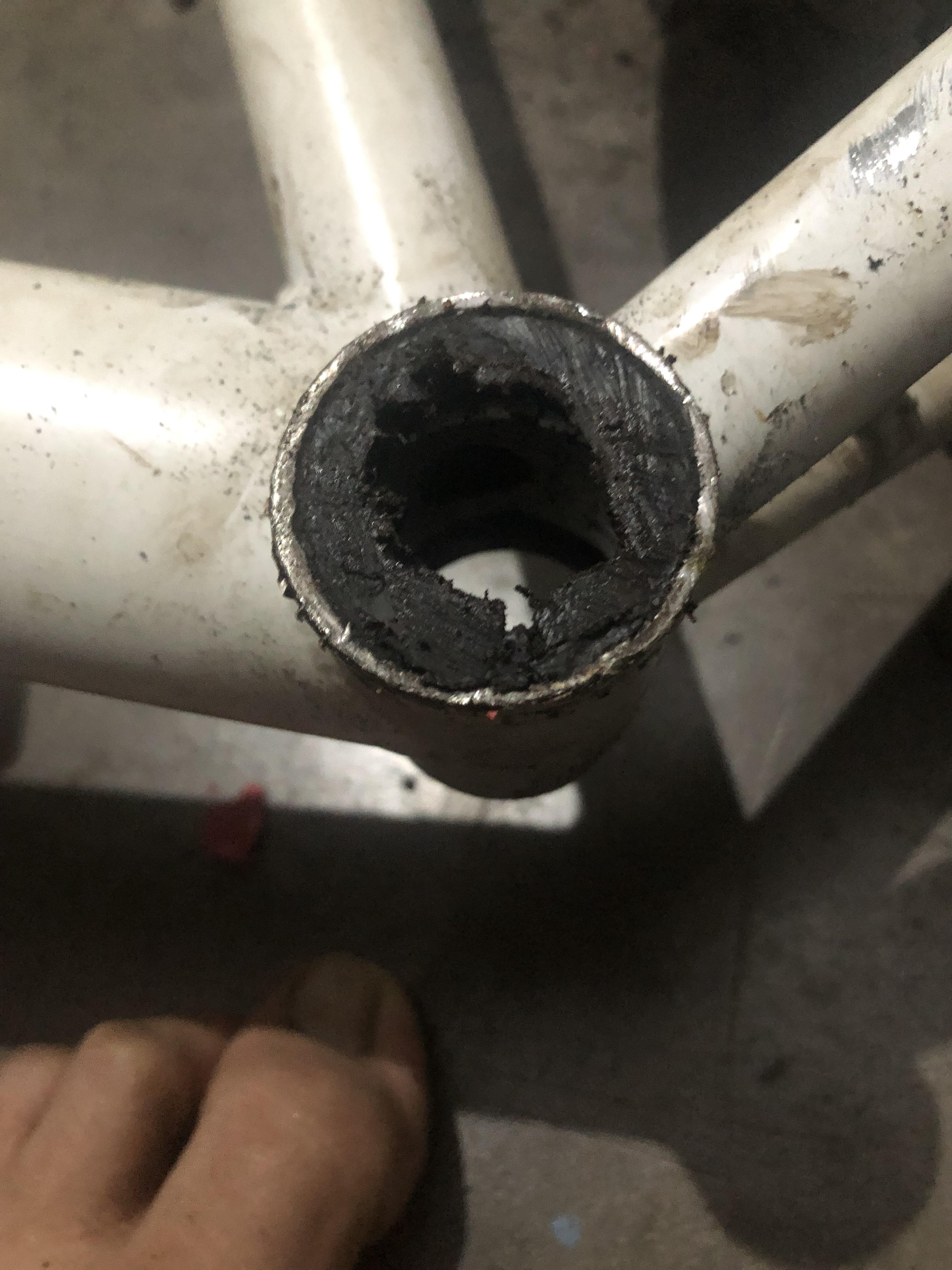 Was trying to replace bottom bracket. The cup on one side got badly