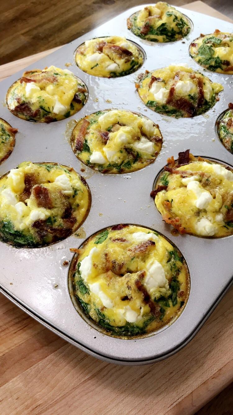 Working on some Goat Cheese and Bacon Hash Brown Egg Cups. Recipe