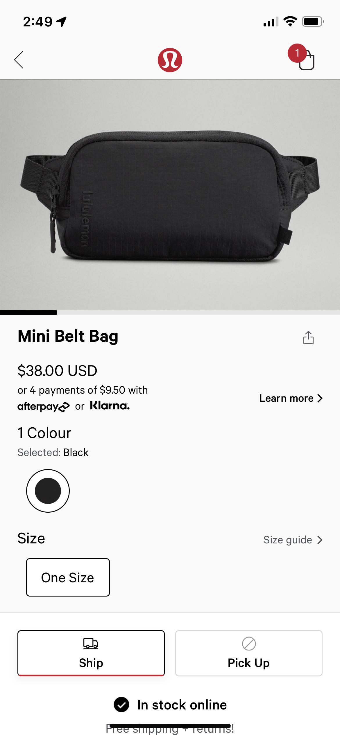 Mini Belt Bag Black r/lululemon