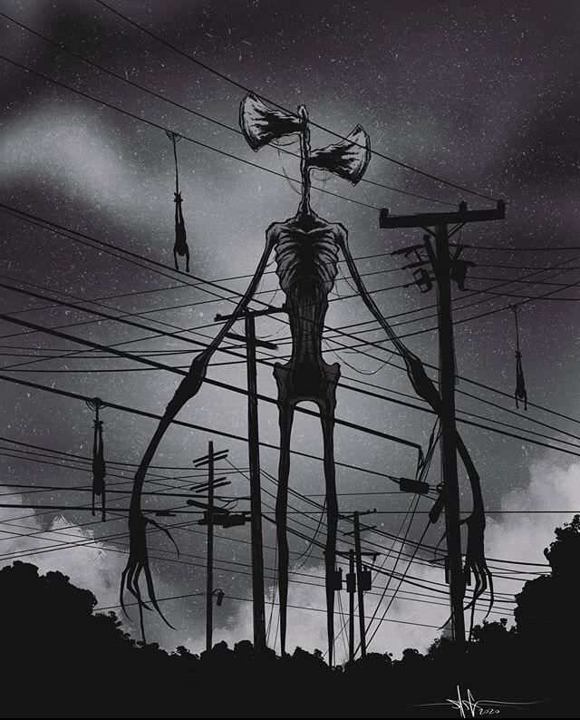 Siren head, art by Shawn Coss r/creepy