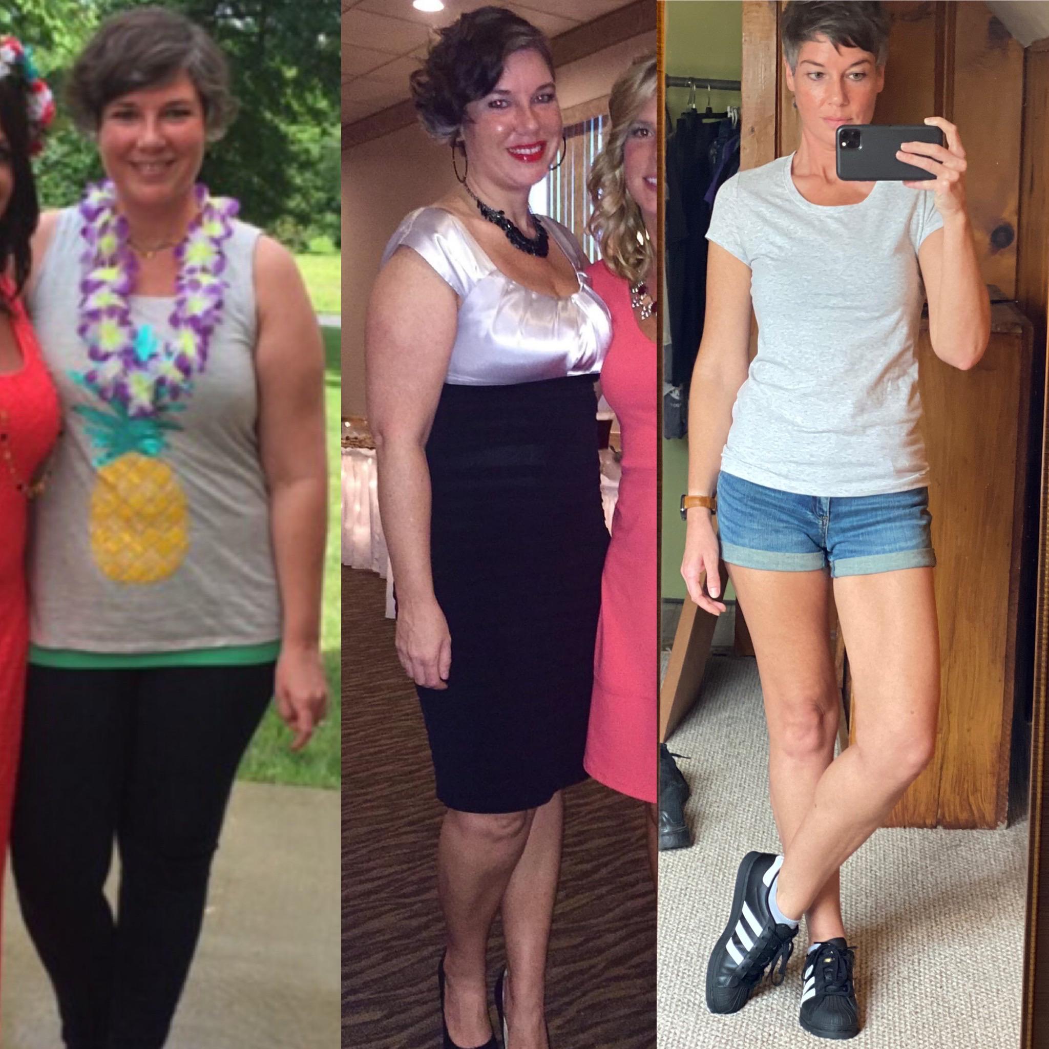 F/40/5’6” [185 pounds > 127 pounds = 58 pounds]. The first two pictures