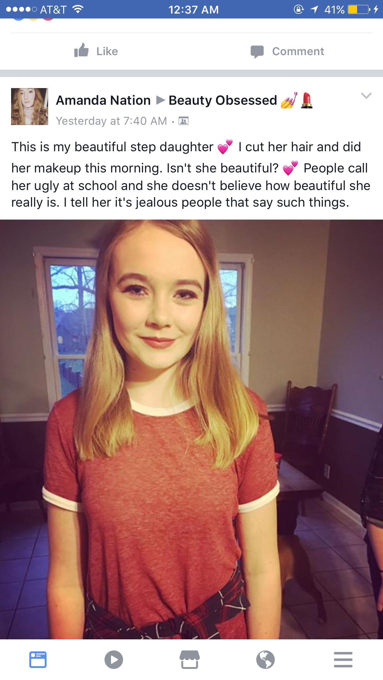 Tell my step daughter she's pretty please