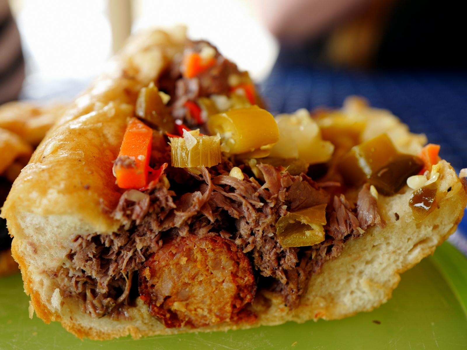 How do you make an Italian Sausage Sandwich better? add some beef! I