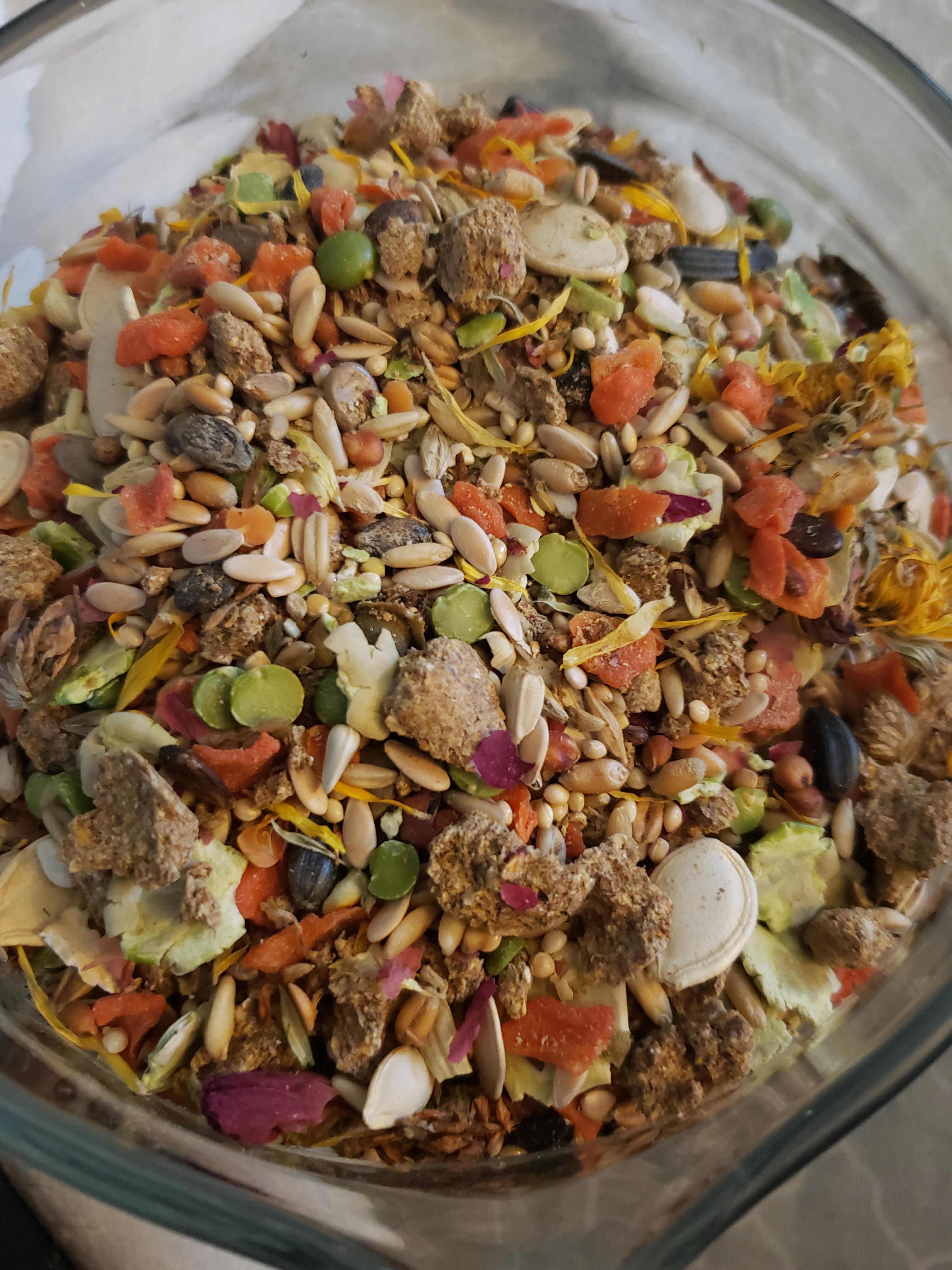 Gerbil food mix various seeds and grains, dried peas and carrots