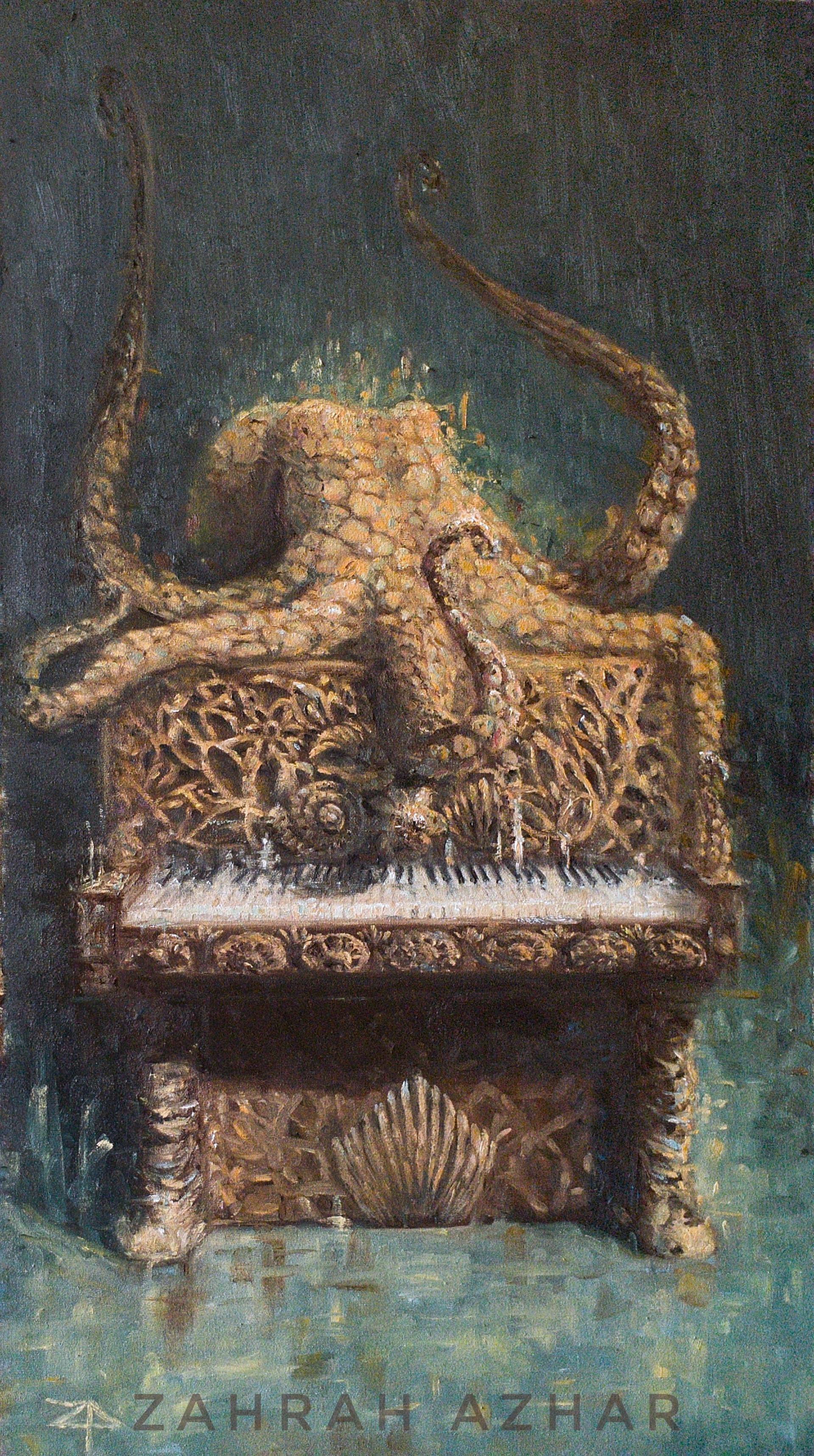 Another instrument painting to pair with the peacock harp ) somehow