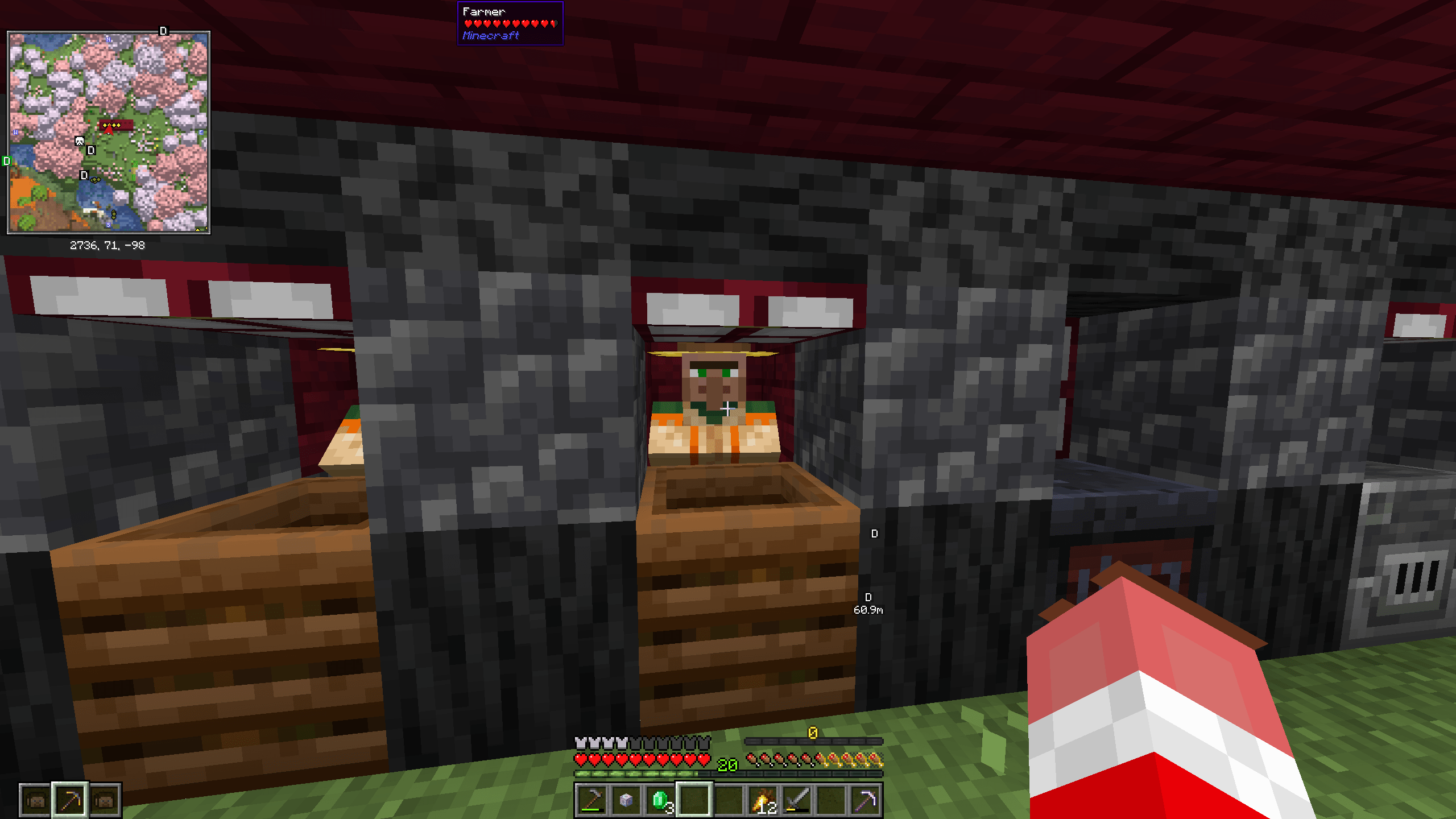 This villager is not refreshing his stock at the composter. There are