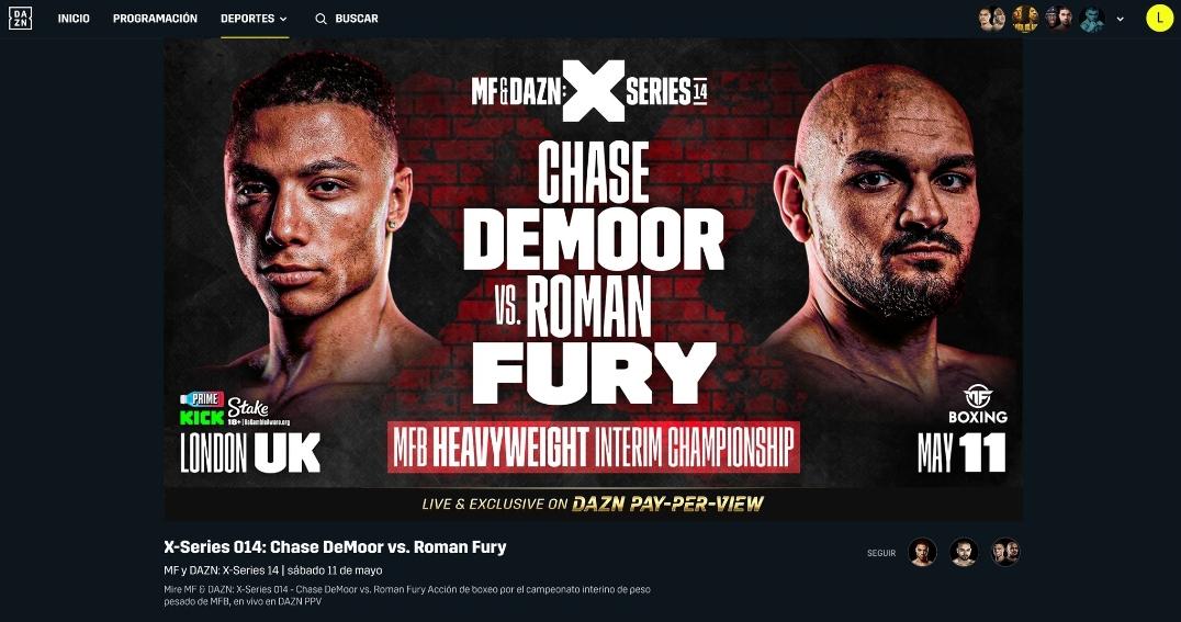 Spanish DAZN leaked that Roman Fury vs. Chase Demoor will headline MF