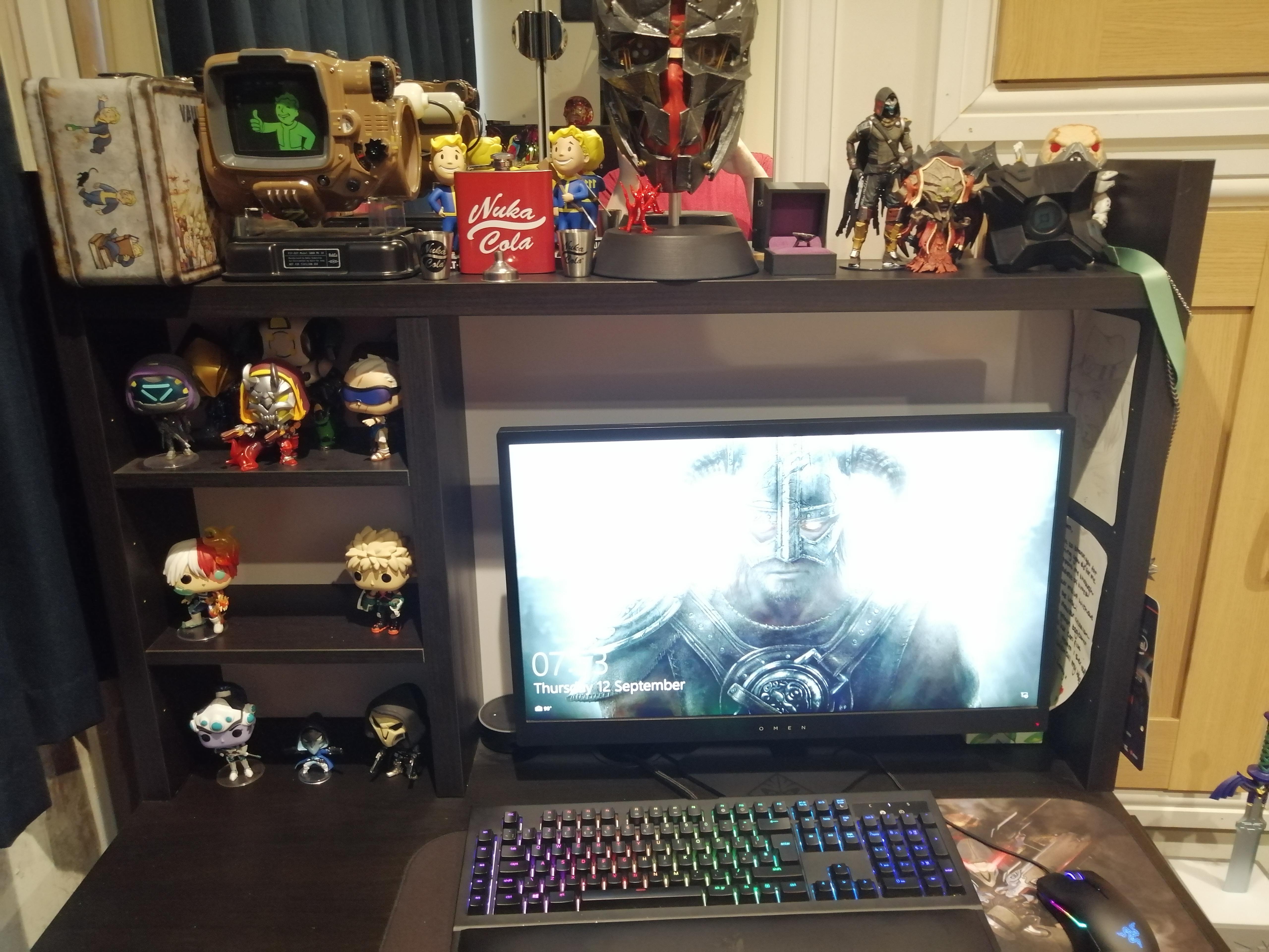 My gaming setup, adding more to the shelves as I go along, hoping to