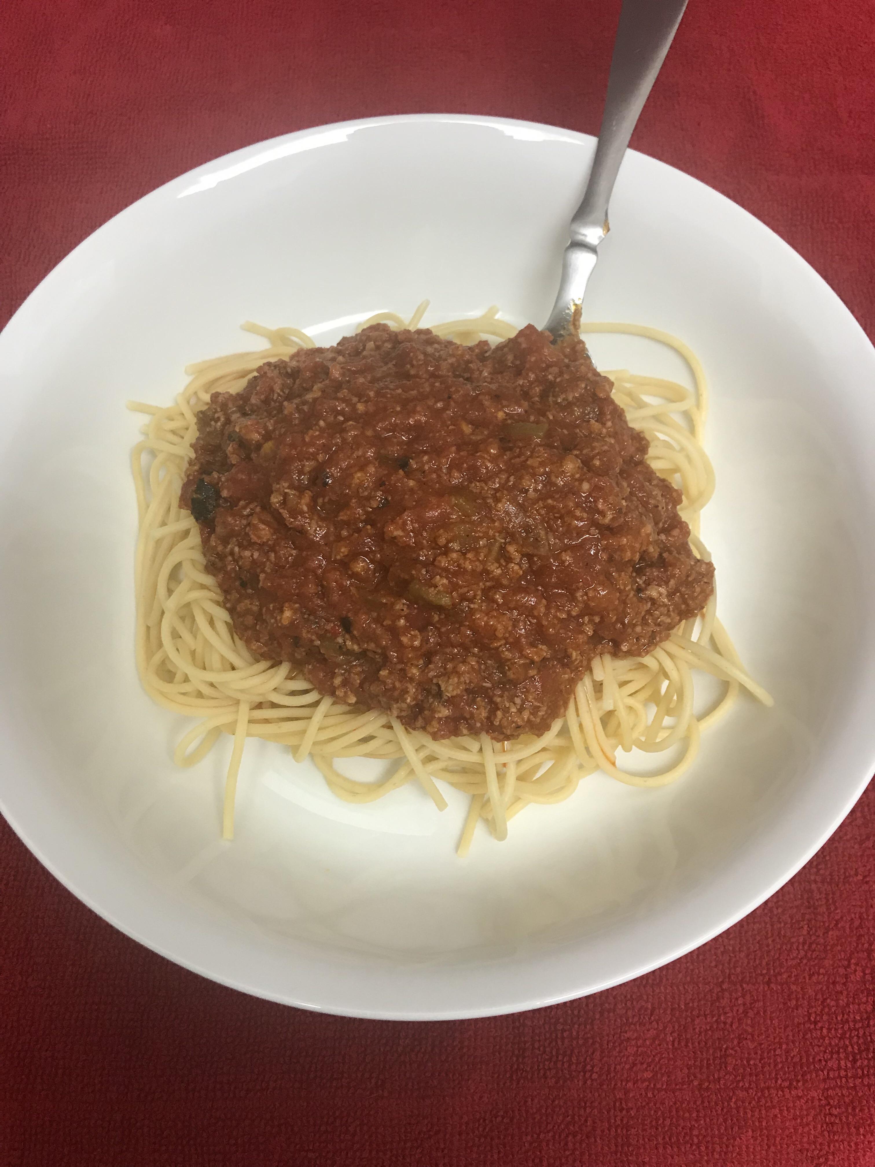 [Homemade] New Mexican style spaghetti meat mixture is turkey and