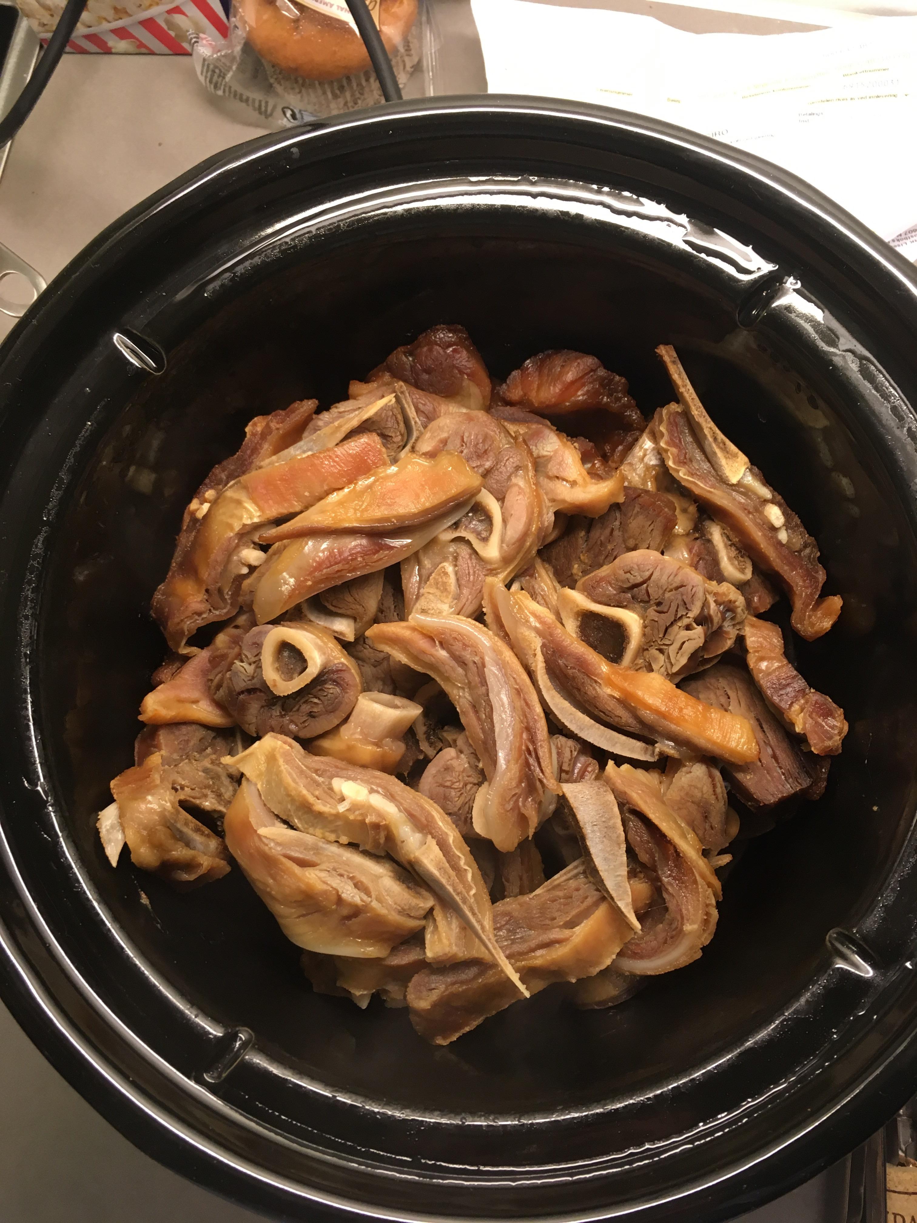 Salted and dried lamb, slow cooked for 9 hours in dark Christmasy beer