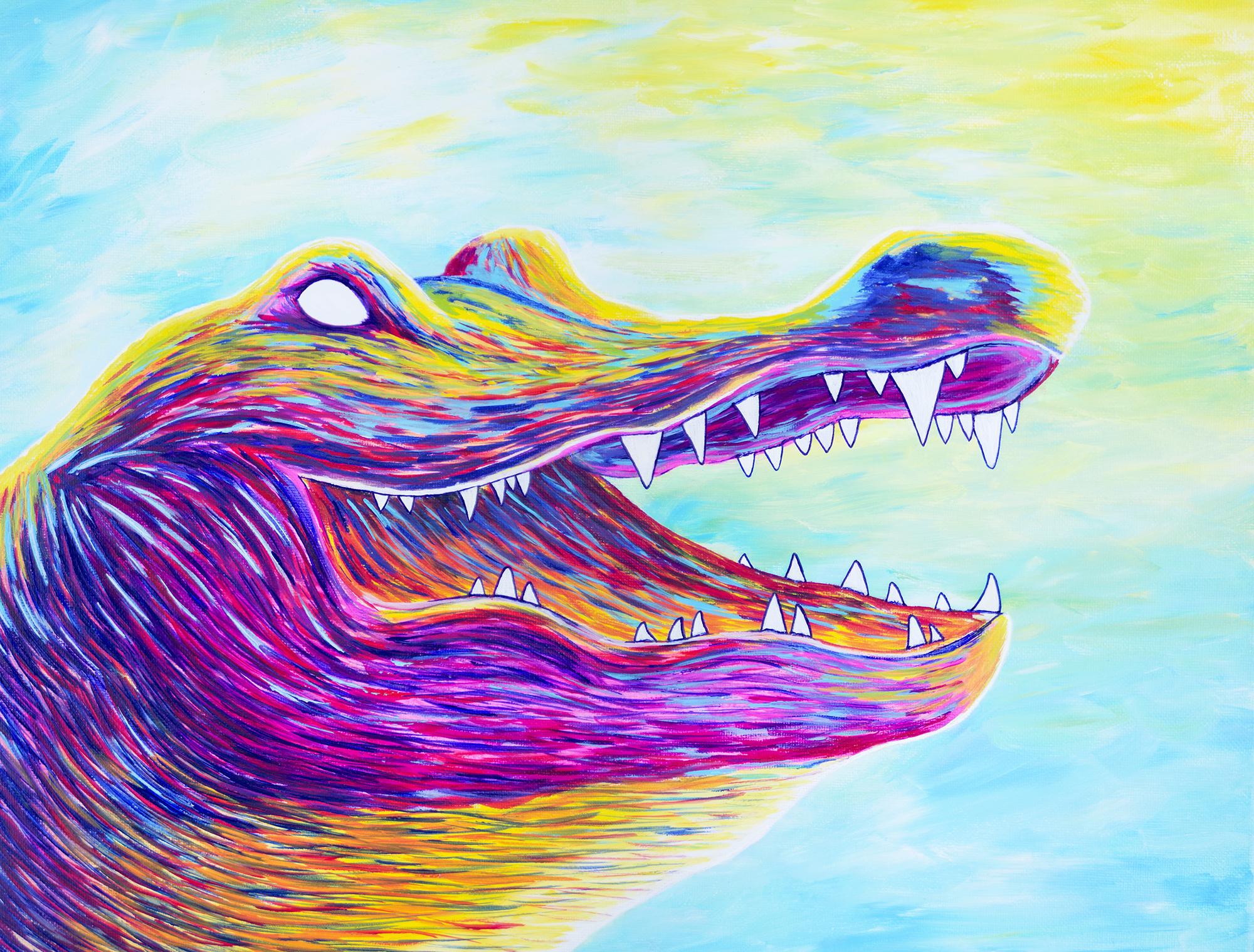 "Alligator", Acrylic On Canvas, 16" x 20" Art