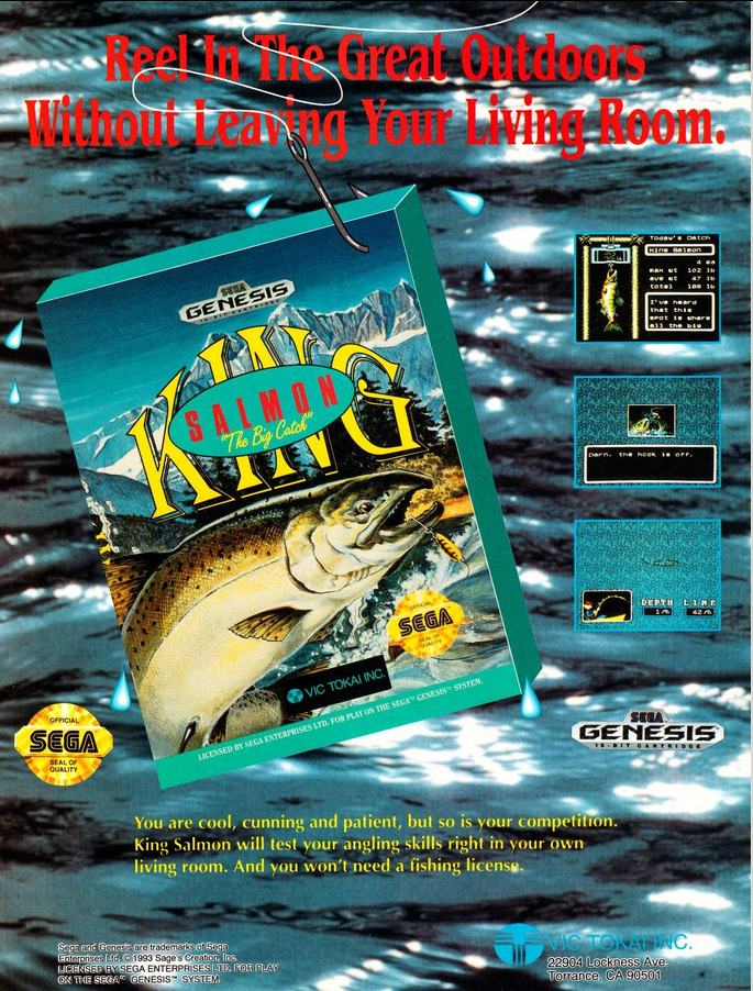 King Salmon The Big Catch Sega Genesis AD (Electronic Games Magazine