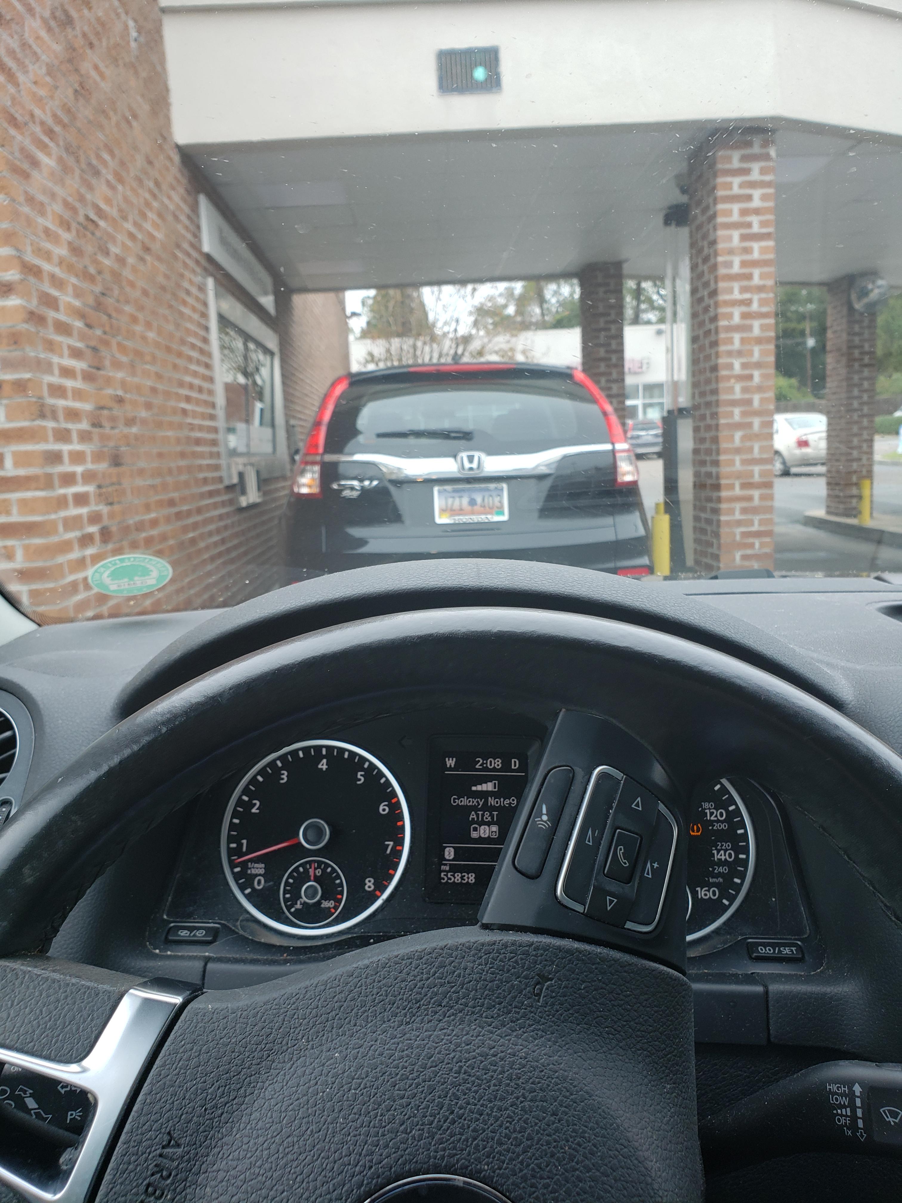 This guy put his car in park to go inside the bank to use the restroom
