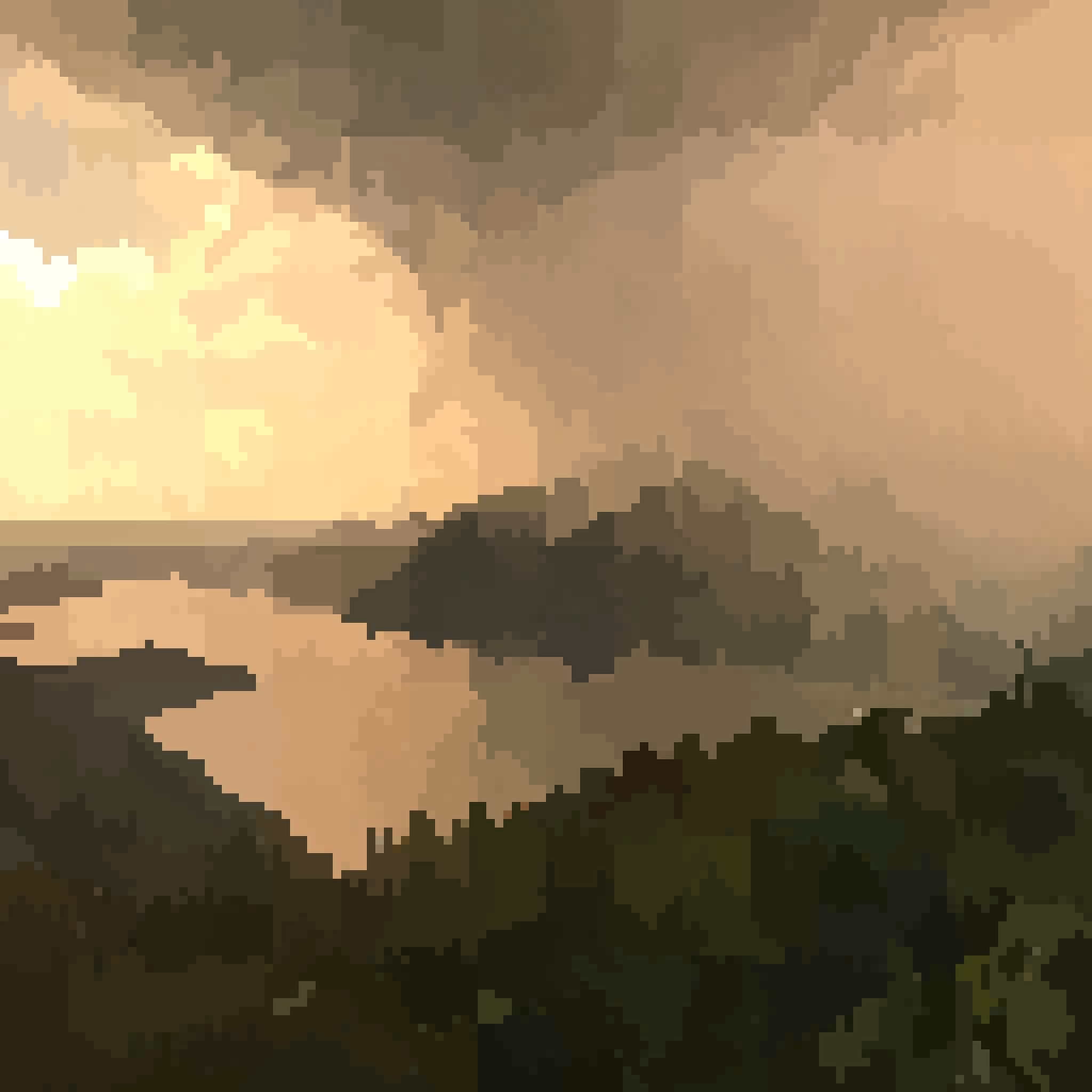 Pixel painting I did of a landscape I recently saw on r/pics r/PixelArt