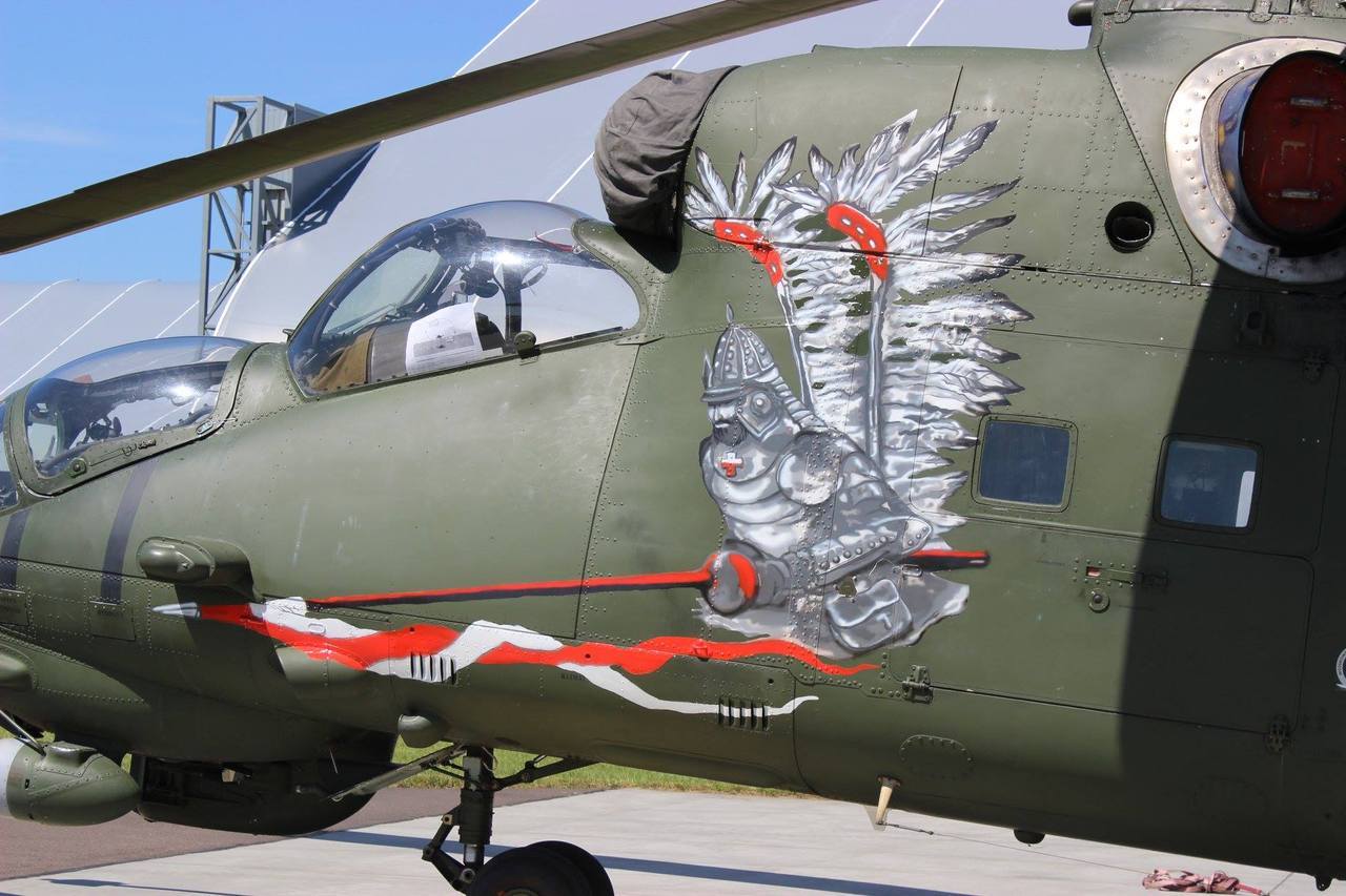 A Polish Mi24 decorated with an image of the famous Polish Winged