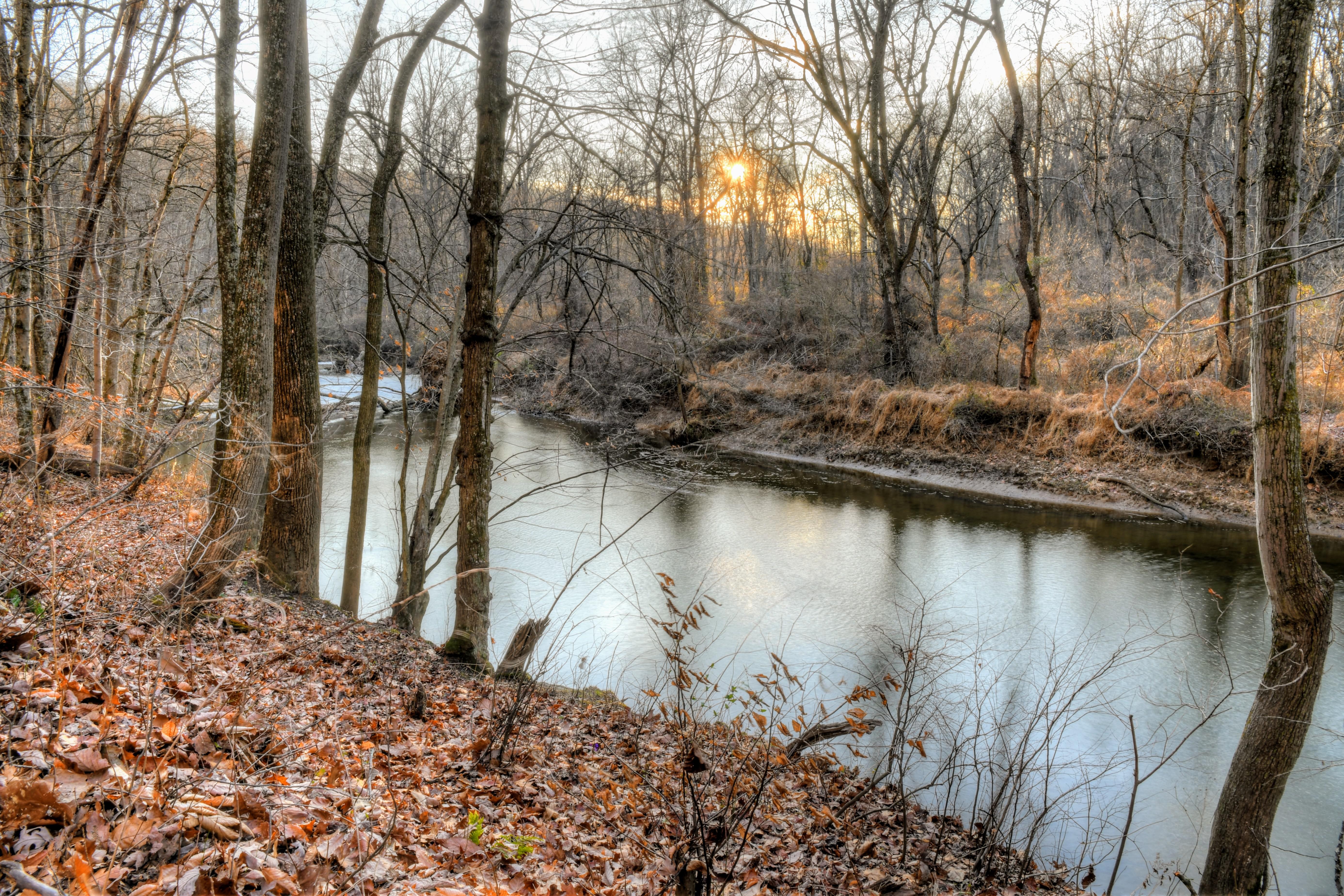 Sunset over Buck Run Creek in the Brandywine Valley Chester County