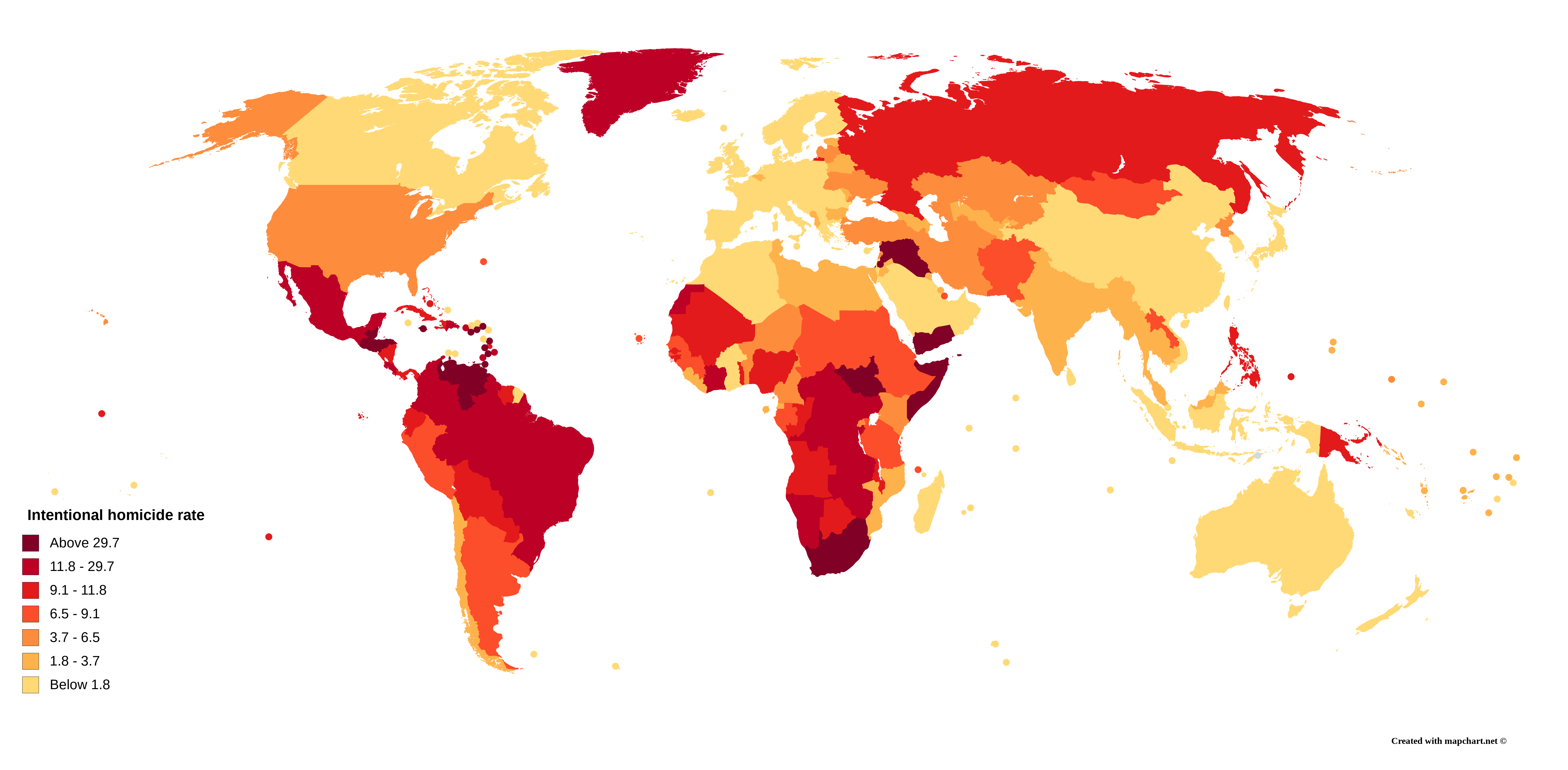 Intentional homicide rate (Source World bank) r/MapPorn