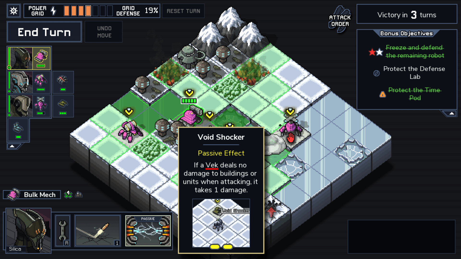 Void Shocker destroys robots r/IntoTheBreach(08)