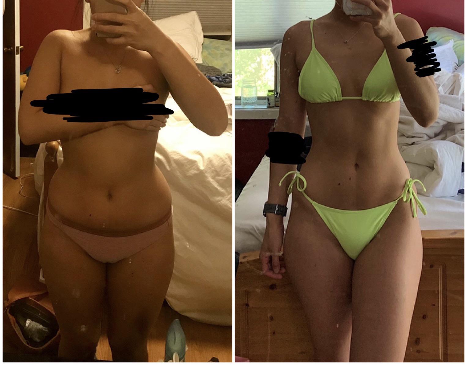 F/24/5’4” [140 lbs - 122 lbs] These photos are about two years apart