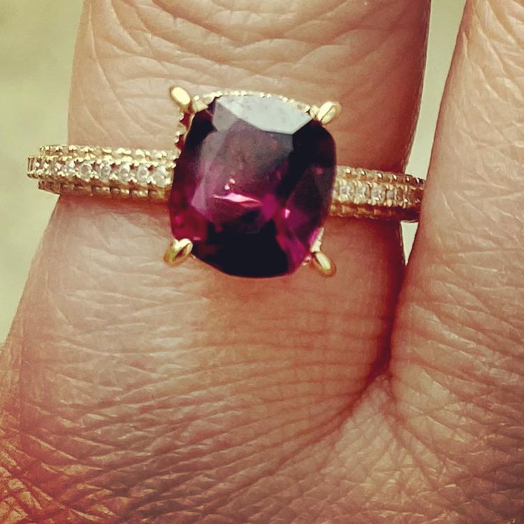 Beautiful 3 sided micro pave hidden halo from Flora/Provence. 3.8 carat