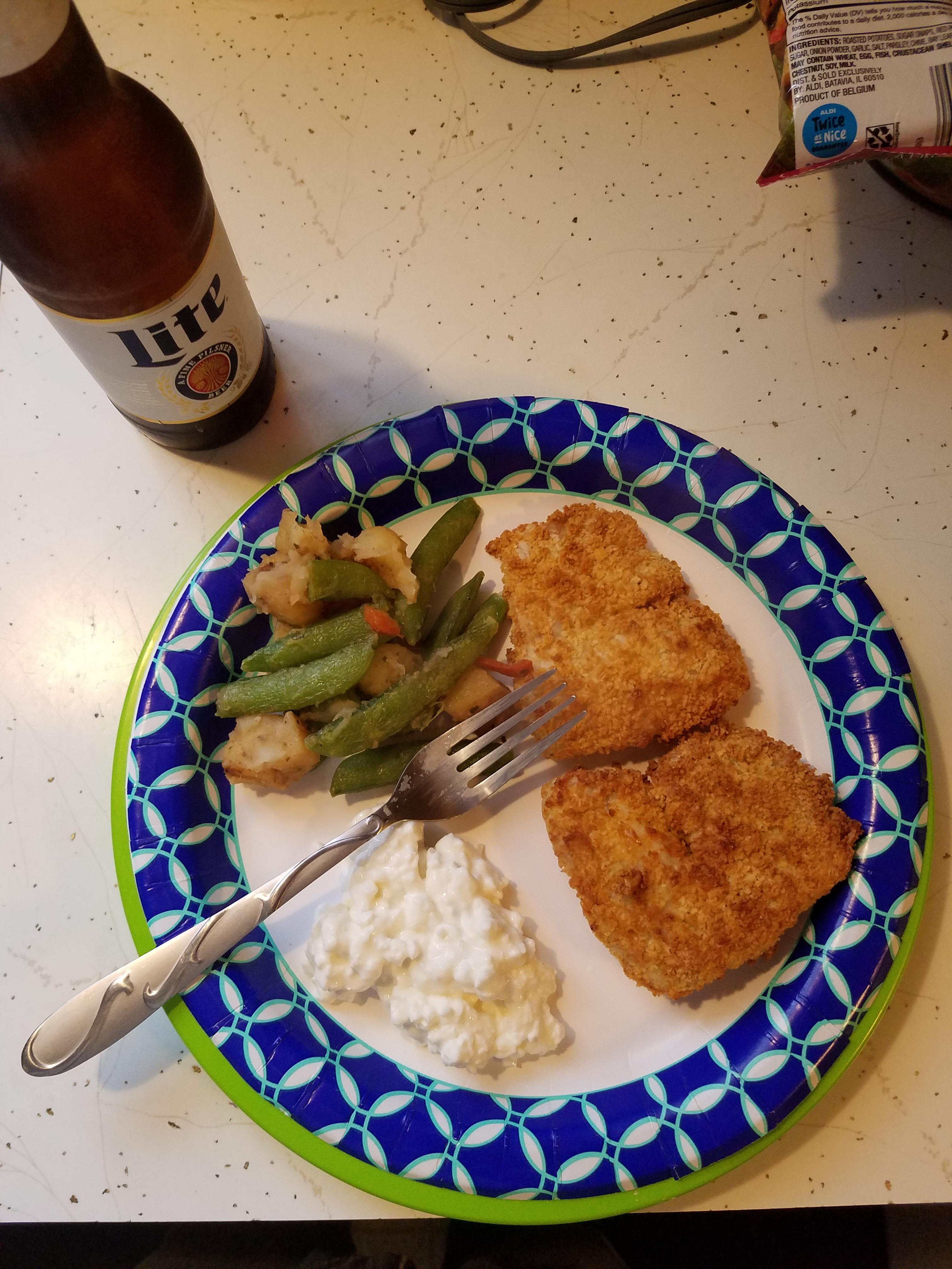 Aldi air fryer fish w/ cottage cheese & garden melody r/aldi