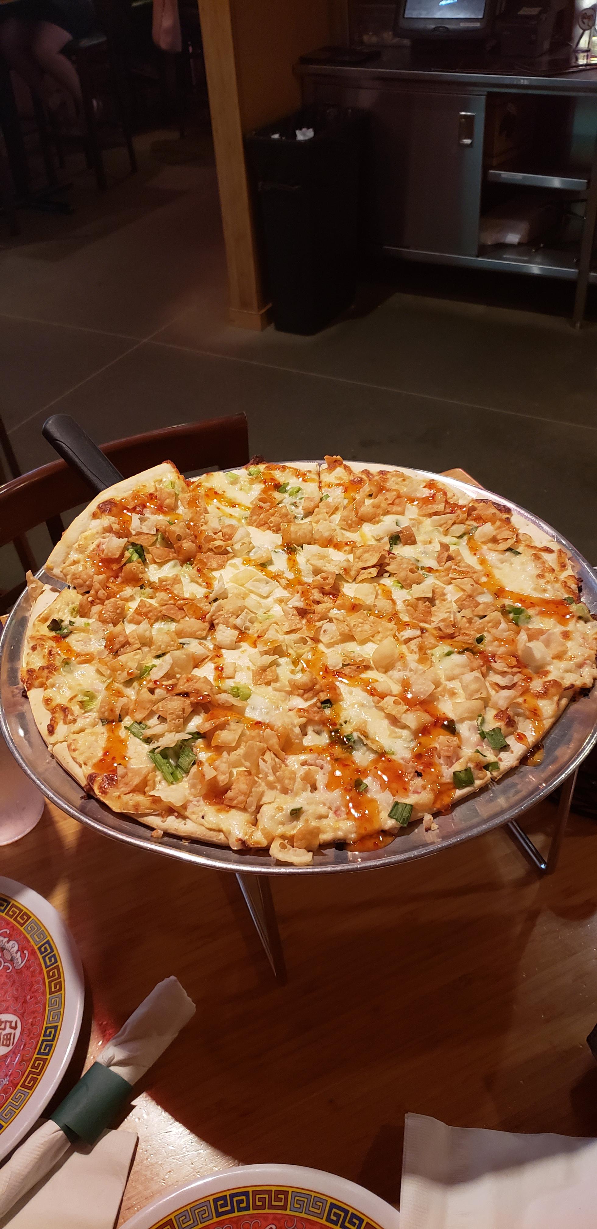 Crab Rangoon pizza at Fong's Pizza in Ankeny, Iowa. Delicious! r/Pizza