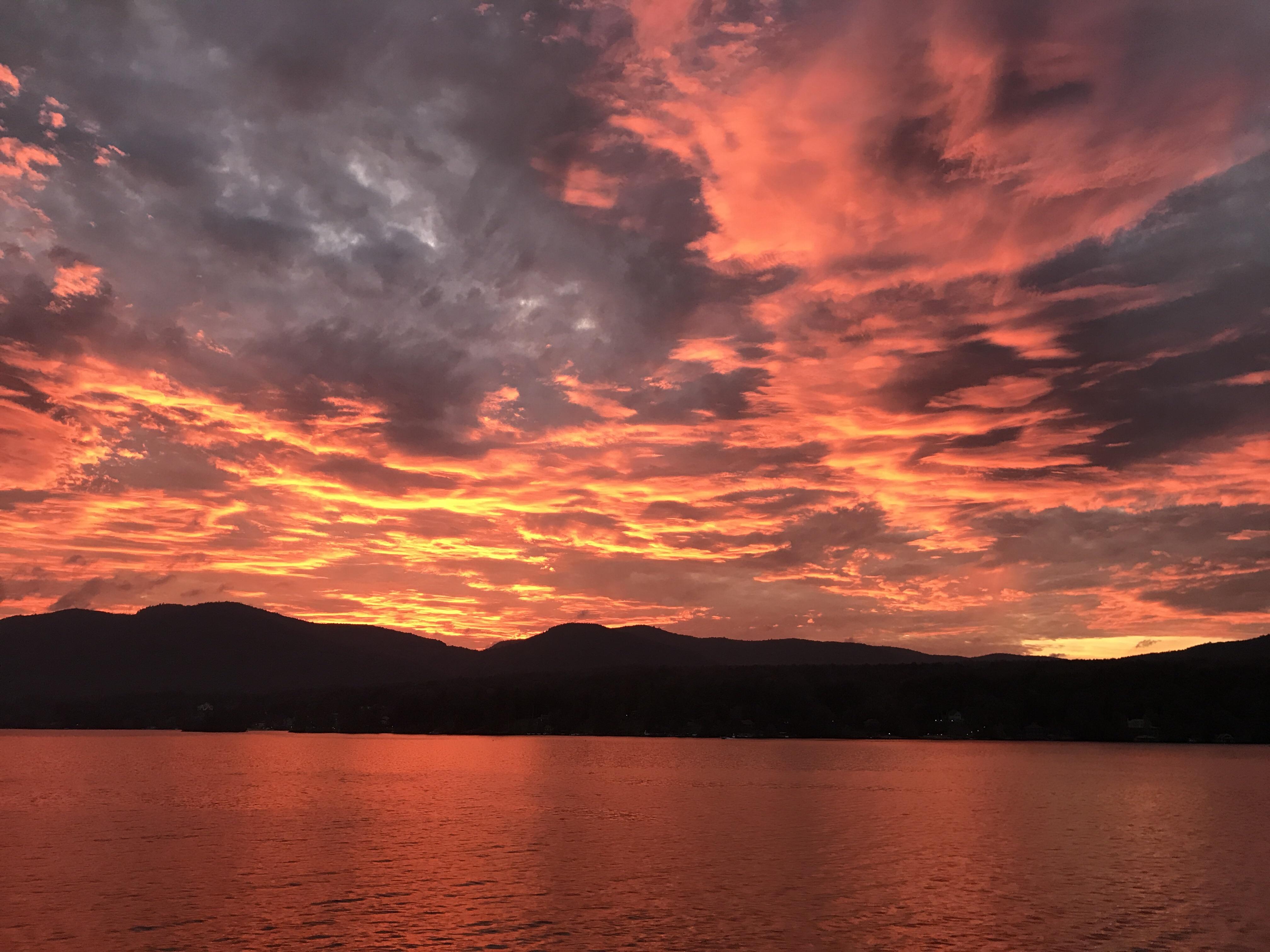 Sunset on lake NY. No filter. r/pics