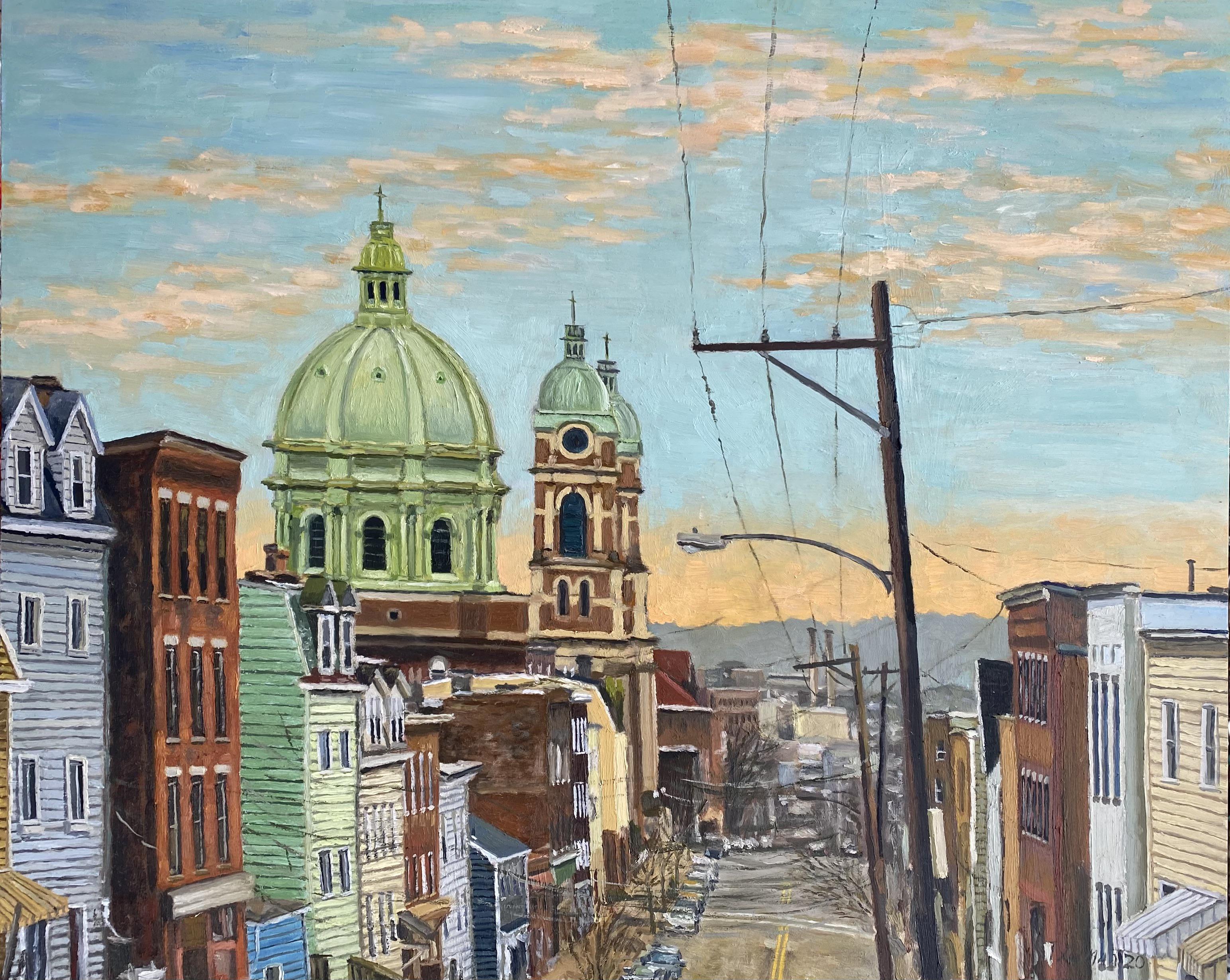 Oil painting I did of this iconic Pittsburgh scene. Immaculate heart of