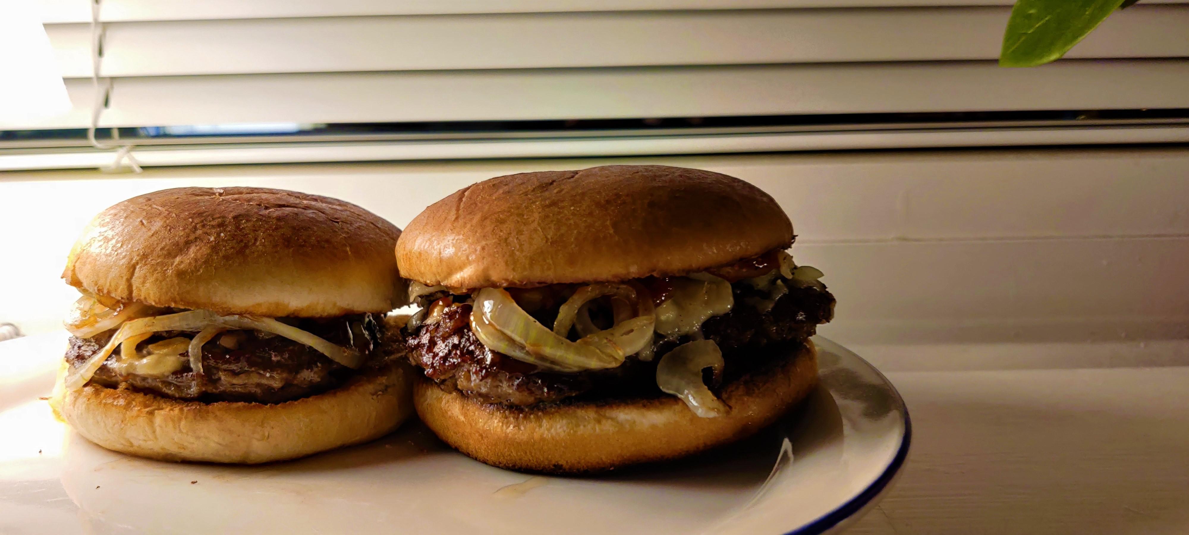 Dry cheddar, onions and bbq sauce burger r/burgers