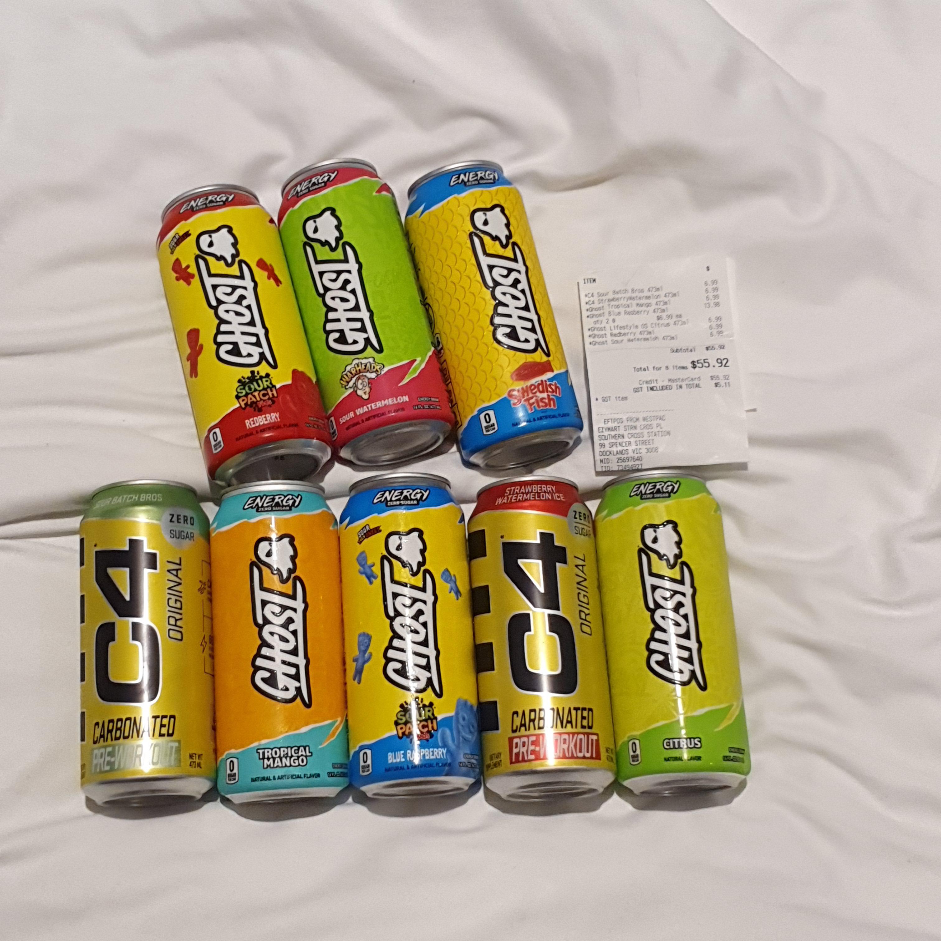 55 for 8 energy drinks at EzyMart Southern Cross, Melbourne (6.99pc