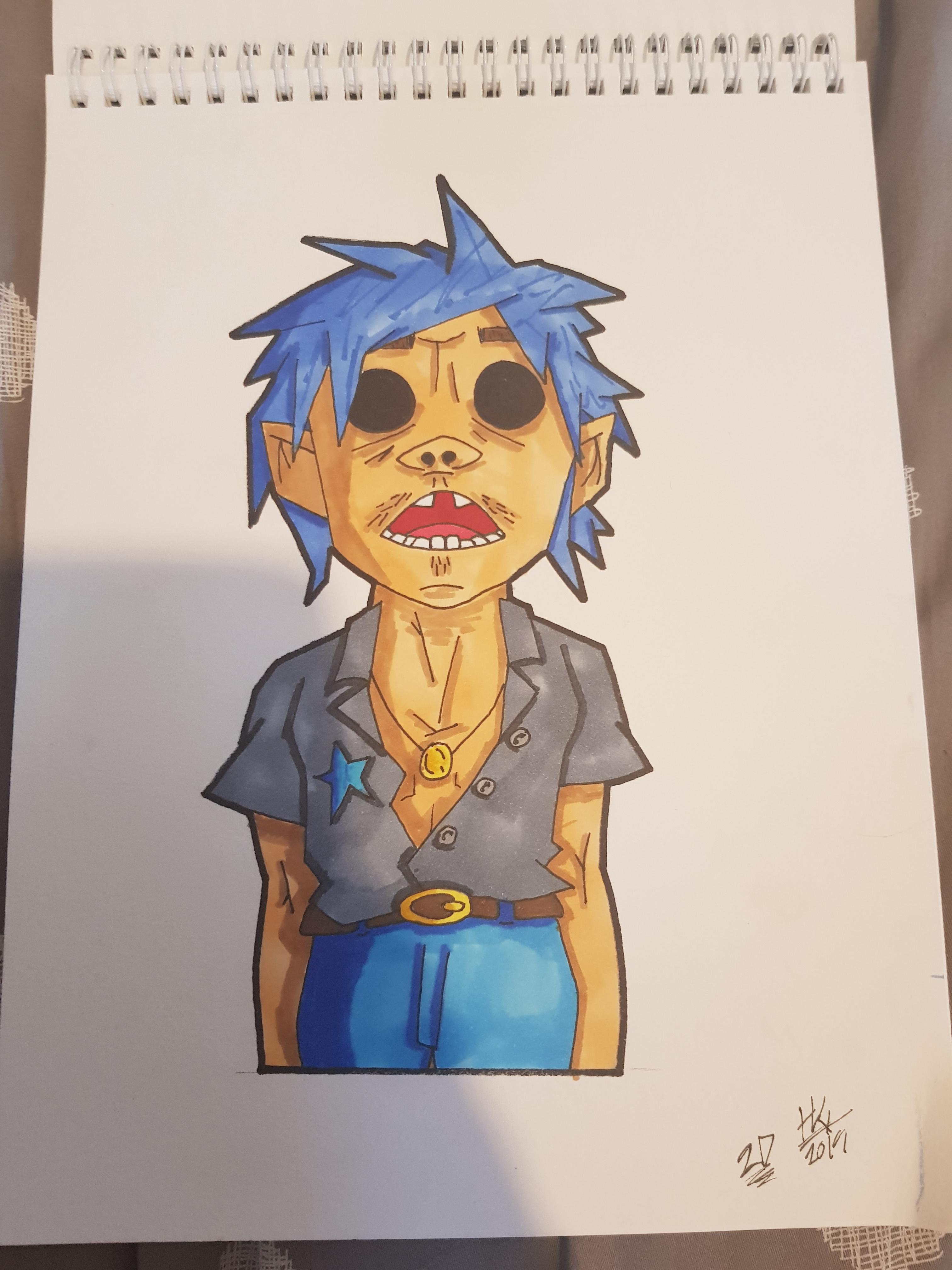 My little brother made this awesome drawing of D2 from Gorillaz. r