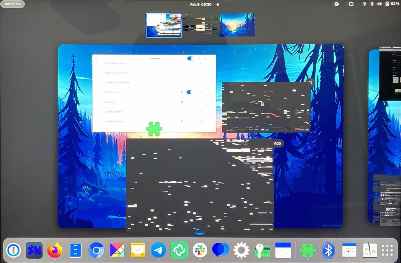 Gnome 41.3 on Arch (Framework laptop) FREEZES when opening Activities