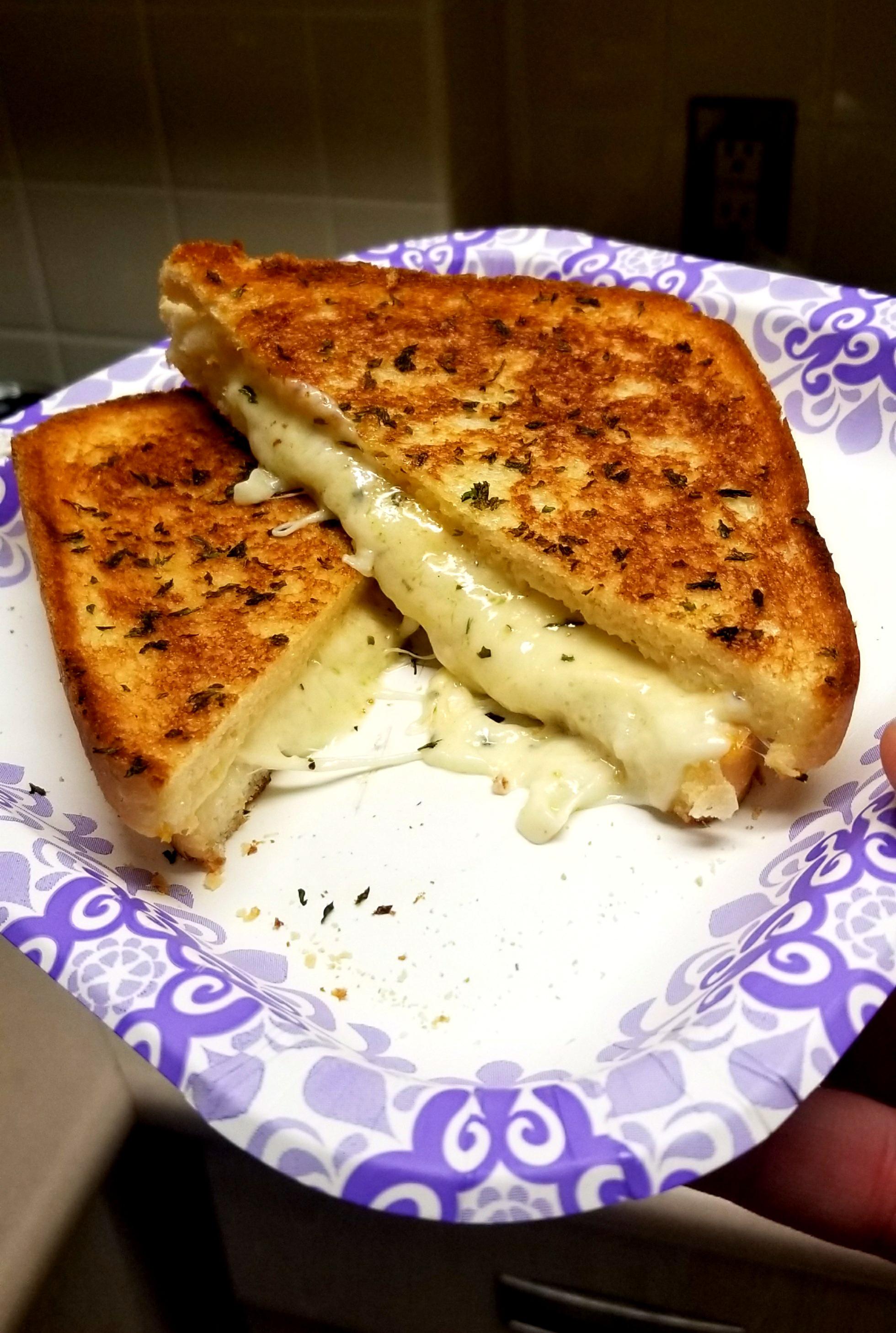 Made a Muenster grilled cheese sandwich with some parsley on top for