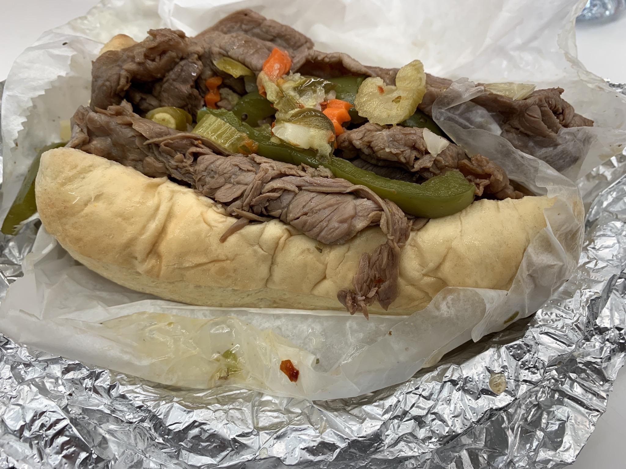Italian beef with sweet & spicy peppers. Chicago Midway layover. Was
