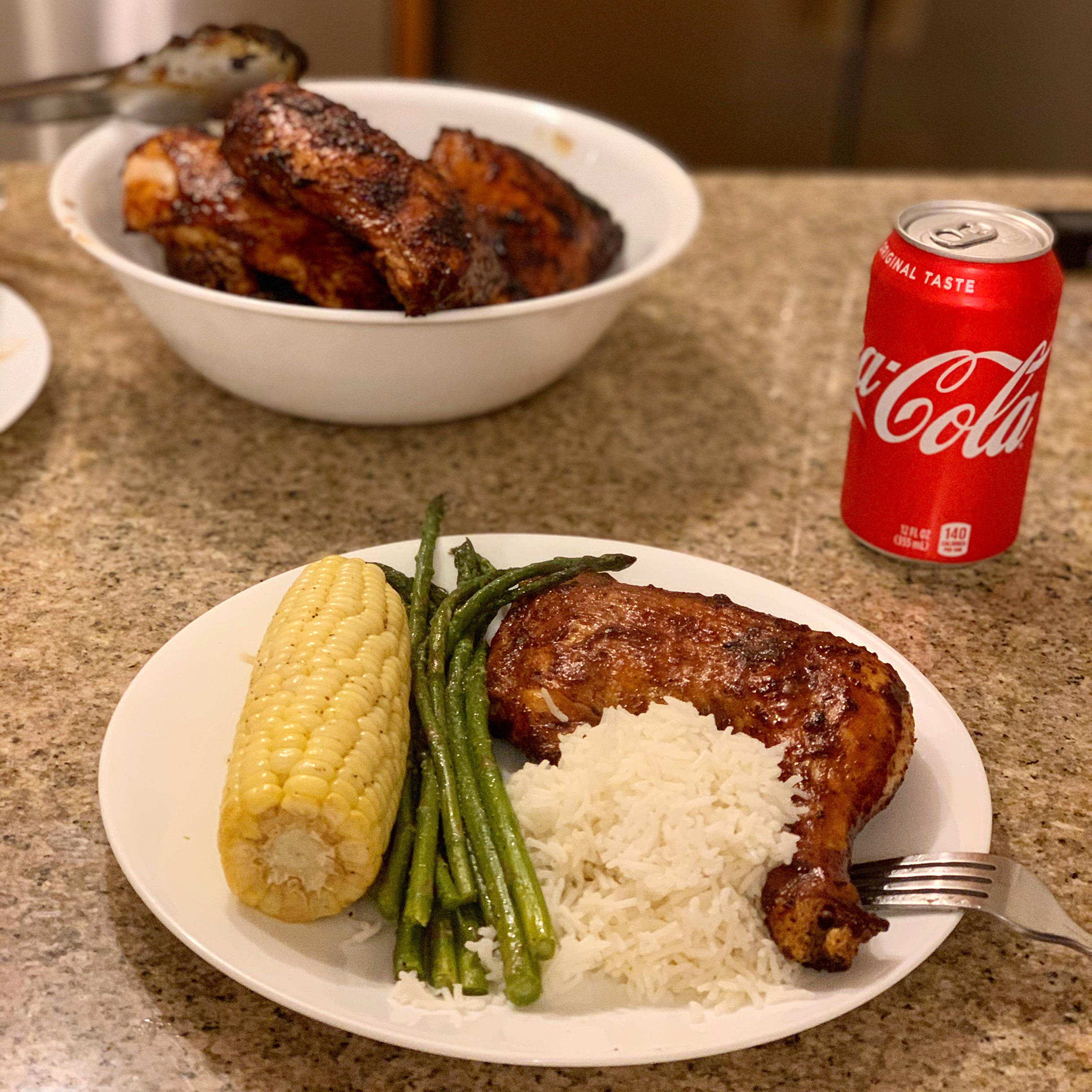 [Homemade] BBQ Chicken with corn on the cob r/food
