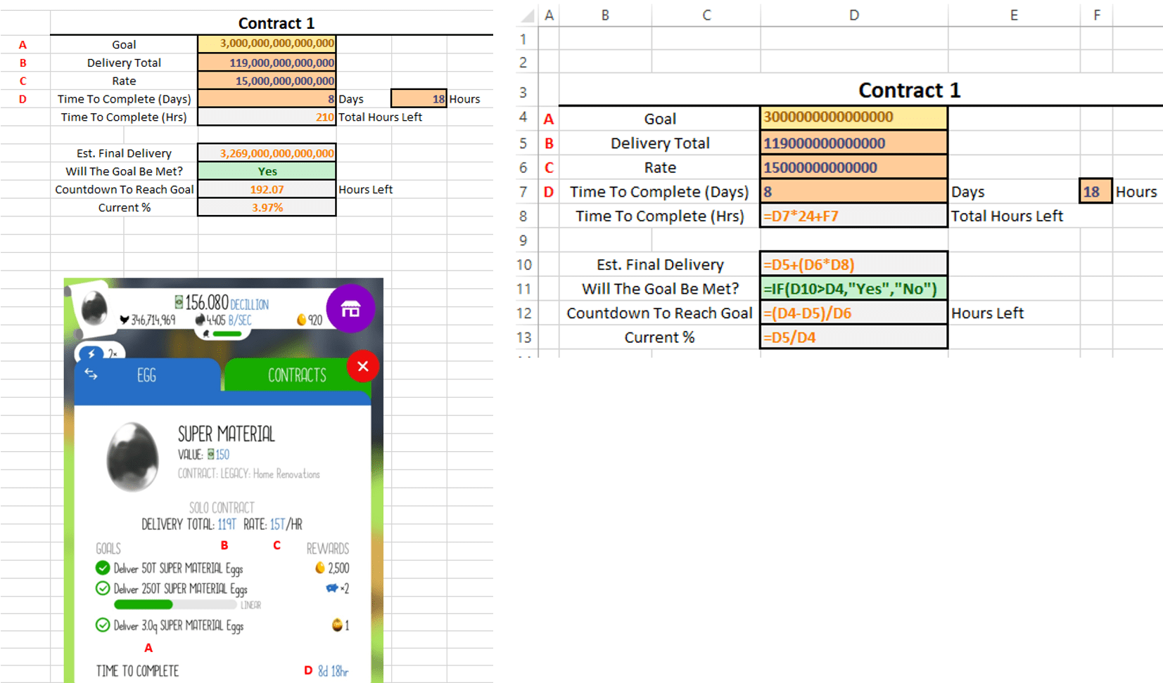 Contract Calculator (See comments for details) EggsInc