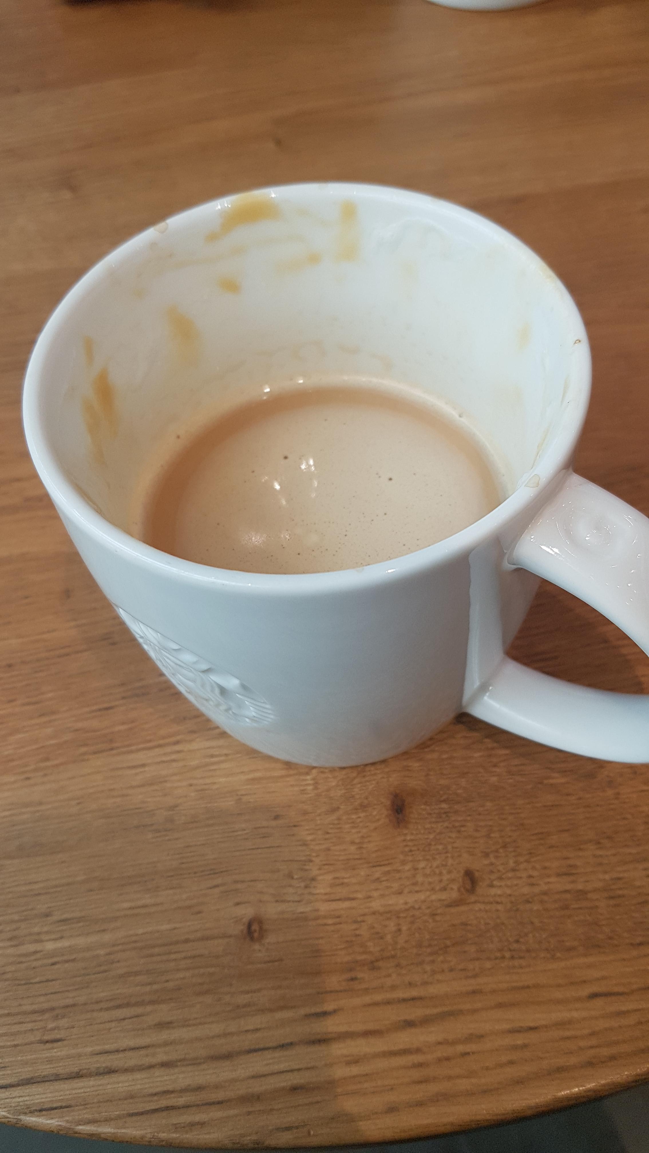 This is how much coffee I got from Starbucks. Half of it