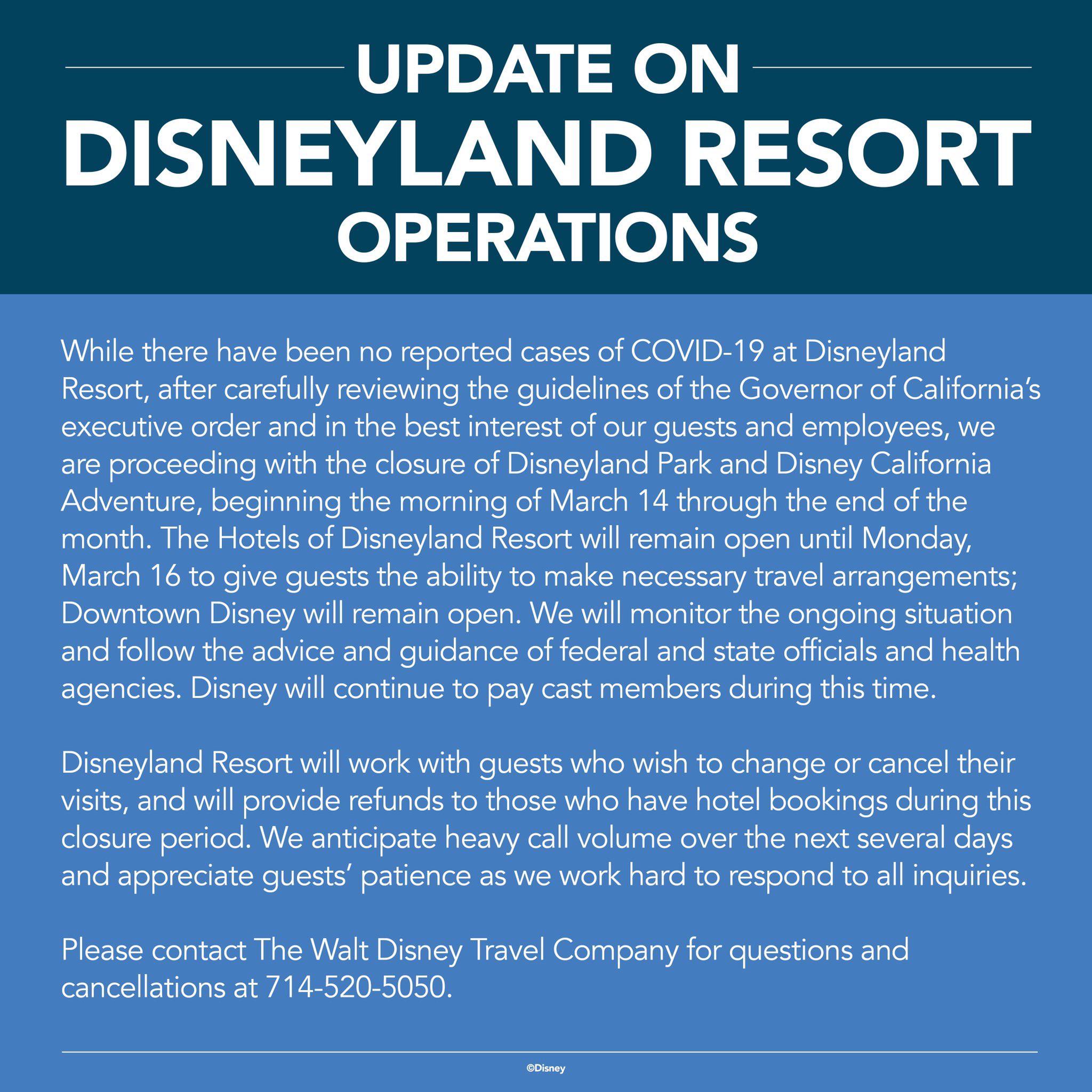 Disneyland officially closing tomorrow through 3/31 r/disney