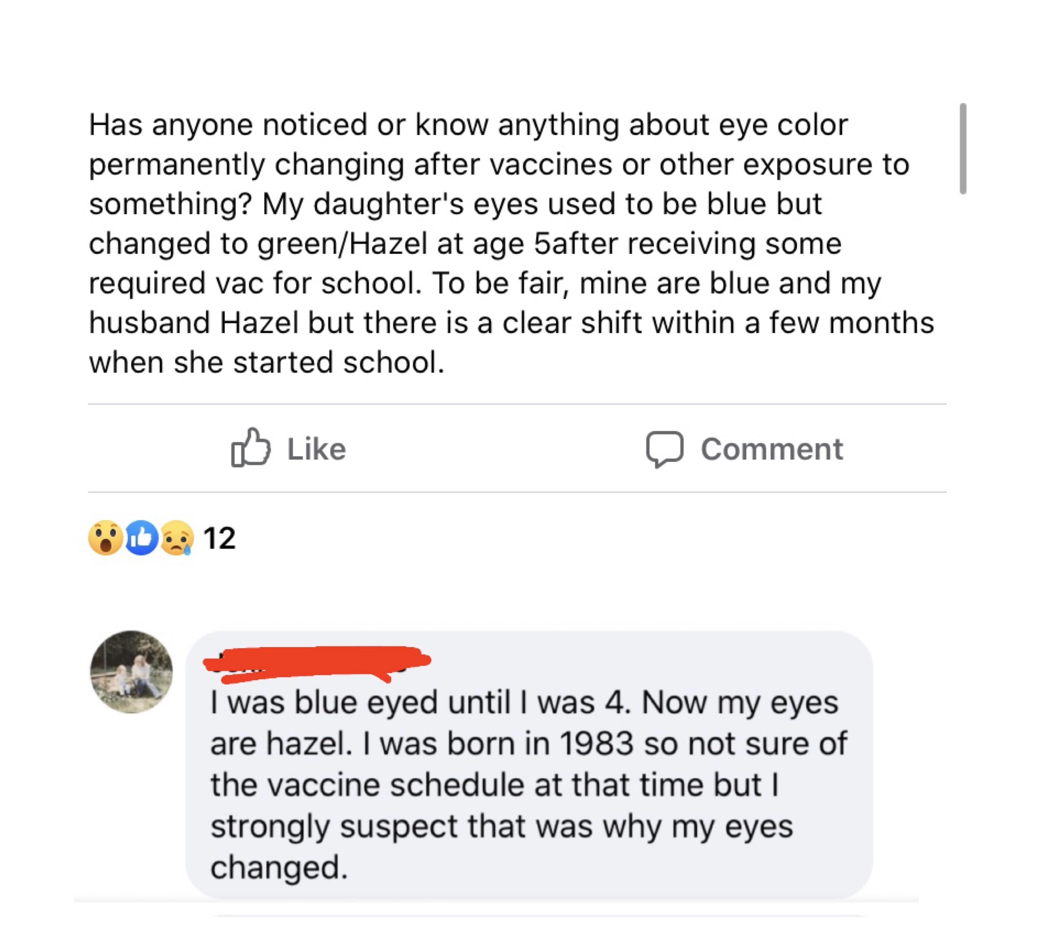 Brown eyes? It’s all those dirty vaccines you’ve been having