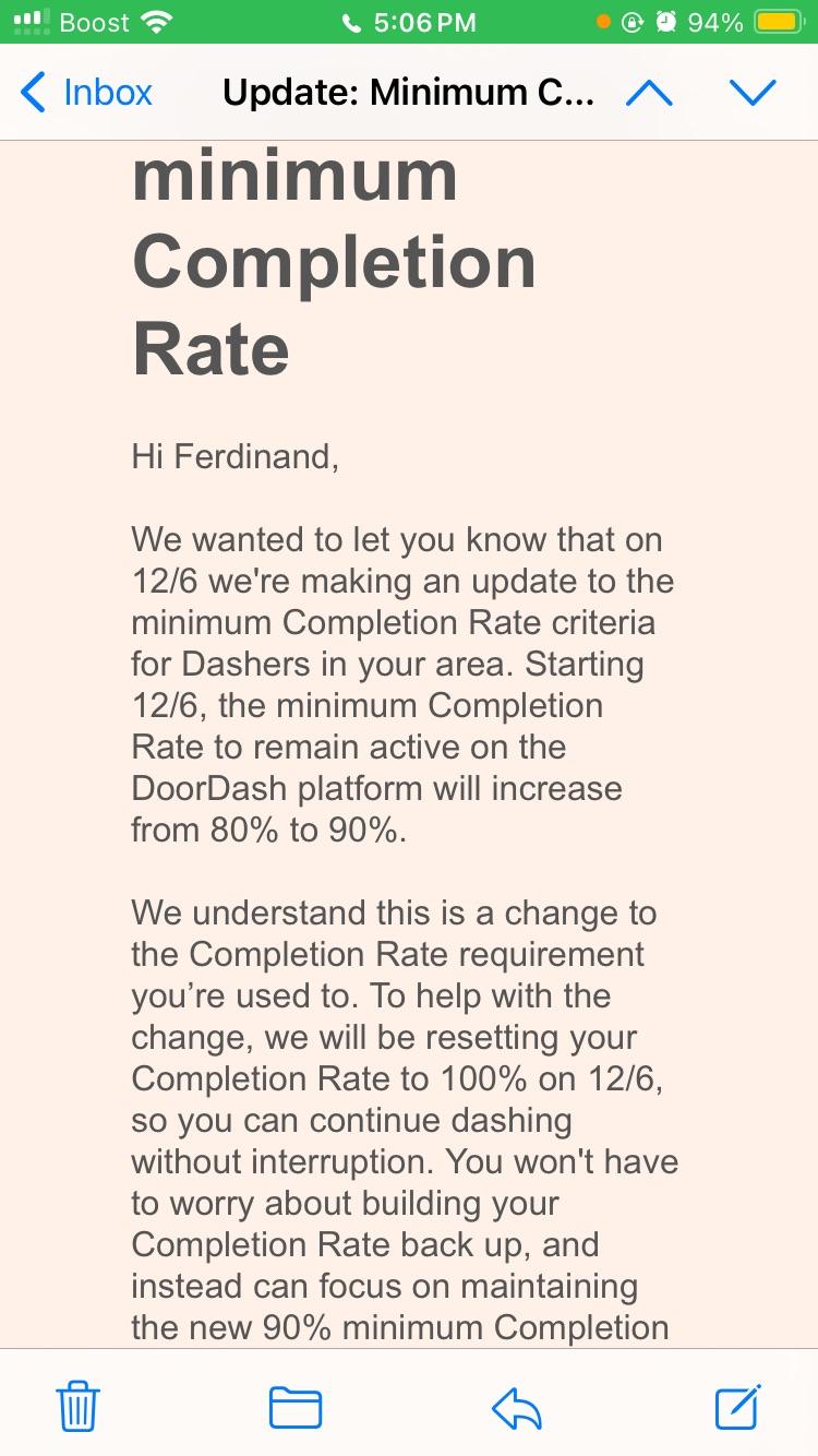 Update! Completion rate r/doordash