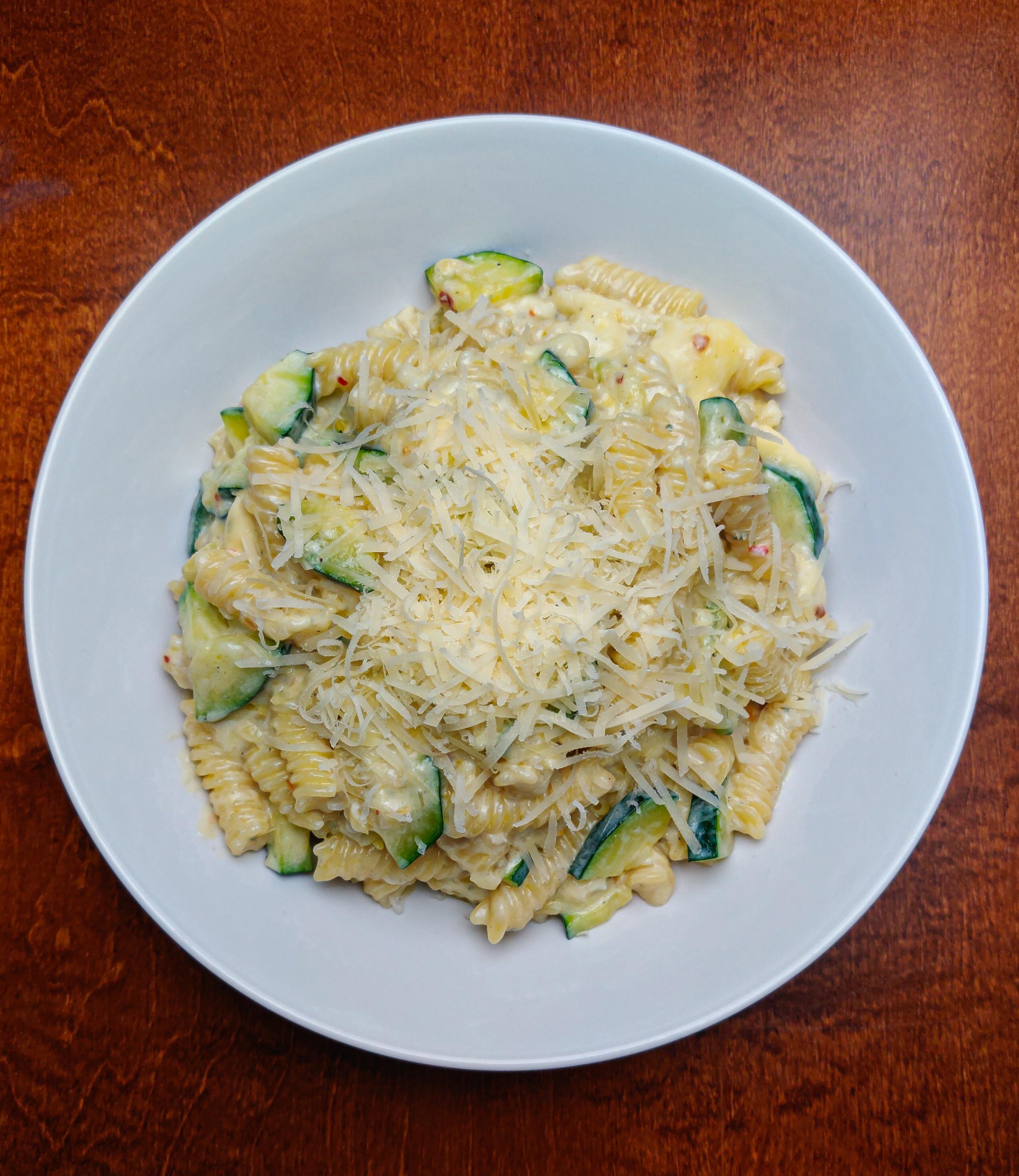 Quattro Formaggi pasta with zucchini r/FoodPorn